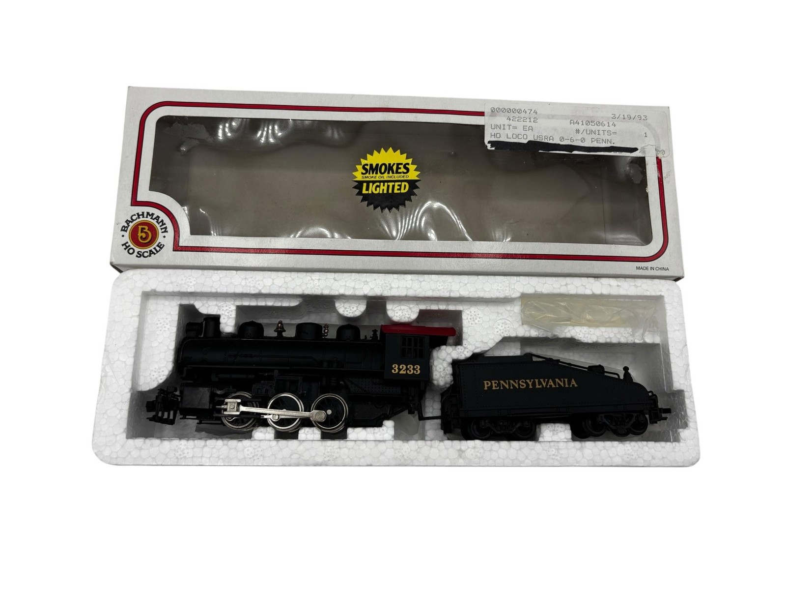 Vintage Bachmann HO USRA 0-6-0 Locomotive Tender Pennsylvania 3233 Untested
