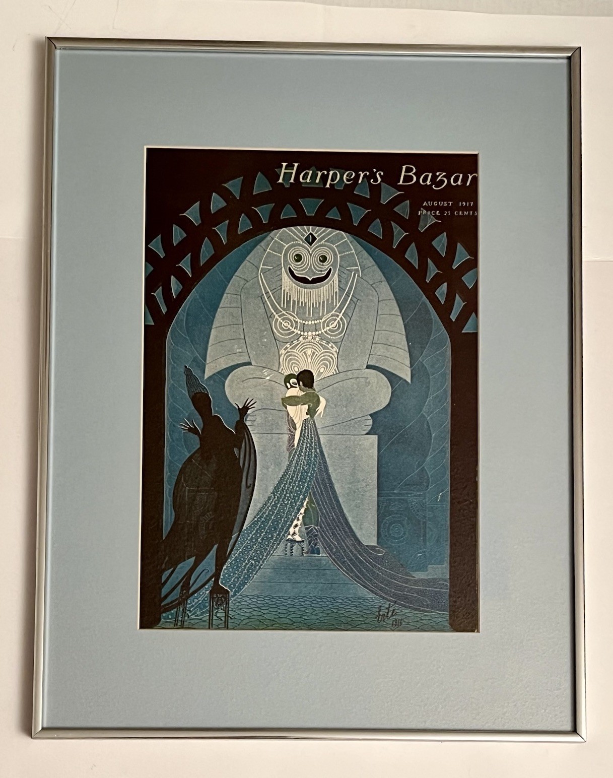 Vintage Erte Harpers Bazar Bazaar Lovers And Idol Giclee Print 1970s Framed 24” Vintage Erte Harpers Bazar Bazaar Lovers And Idol Giclee Print 1970s Framed 24”