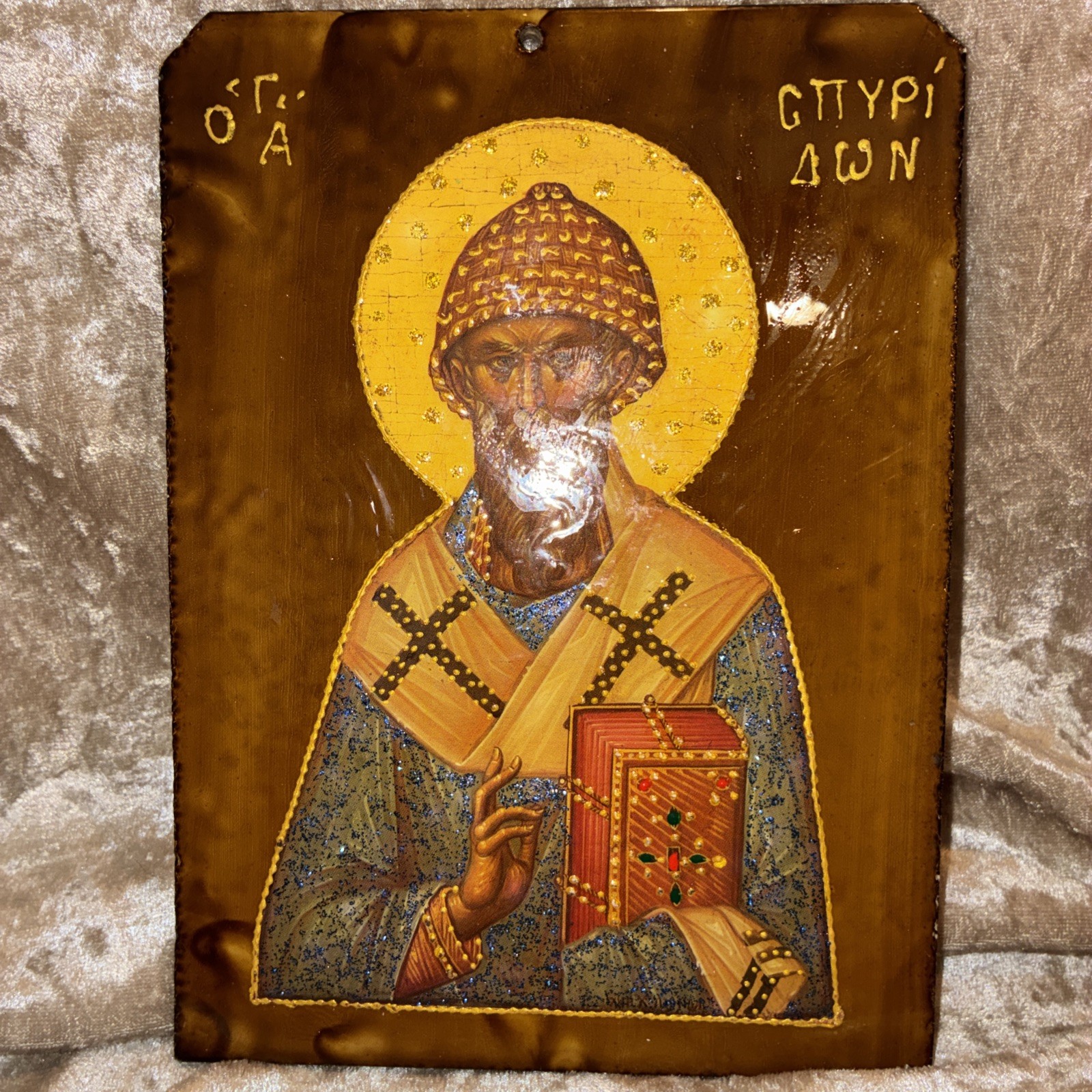 Vintage Greek Icon of Spyridon Vintage Greek Icon of Spyridon