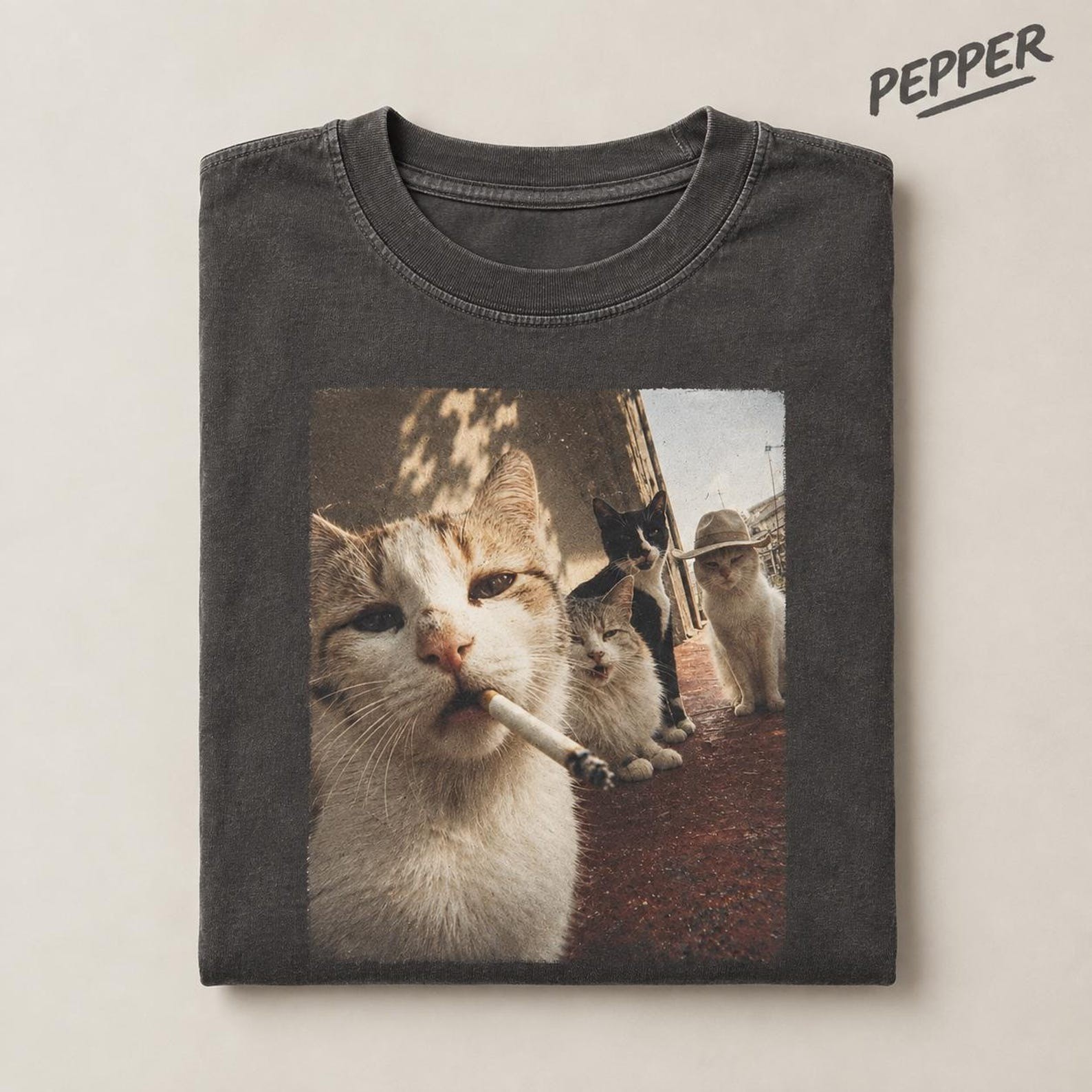  Smoking Cat Shirt, Vintage Cigarette Cat Tee Retro Funny Cat 