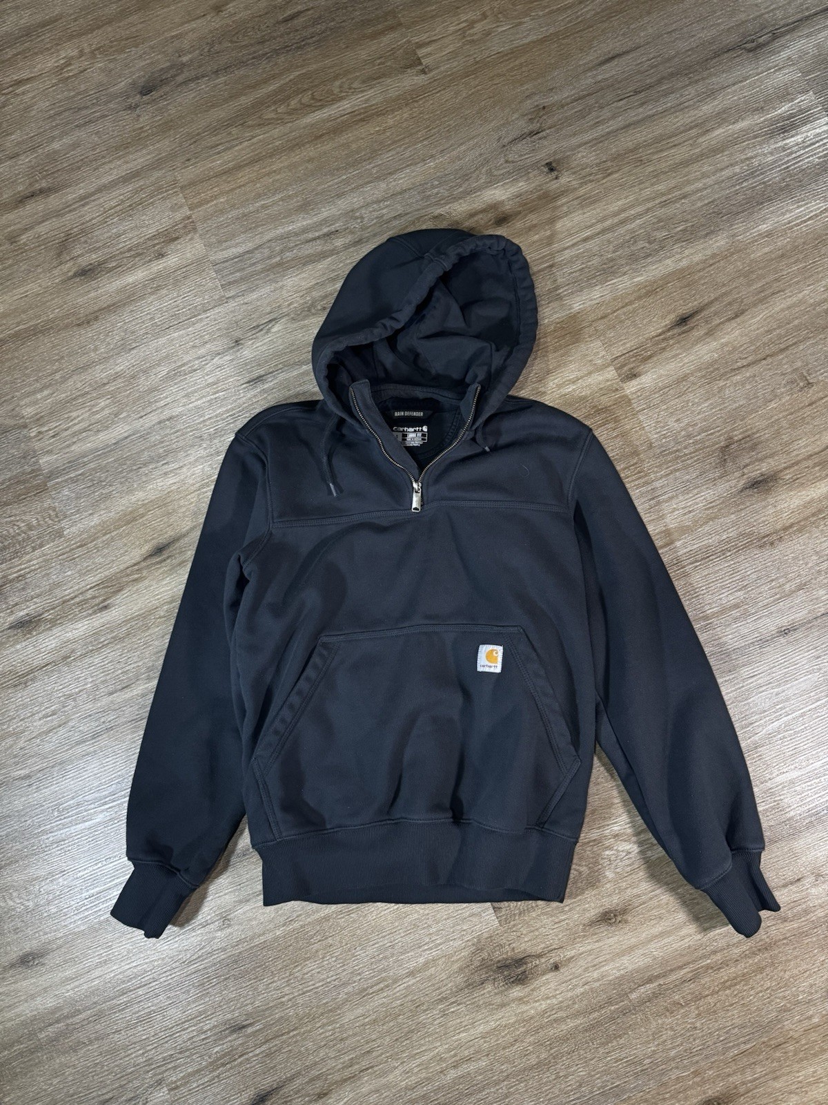 Carhartt RAIN DEFENDER Quarter Zip Hoodie Men\'s S Small Black Heavyweight
