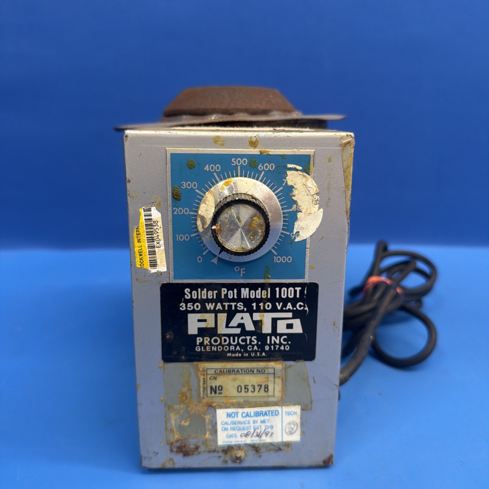 Vintage Plato Model 100T Solder Pot 350W 110VAC 0–1000°F Industrial