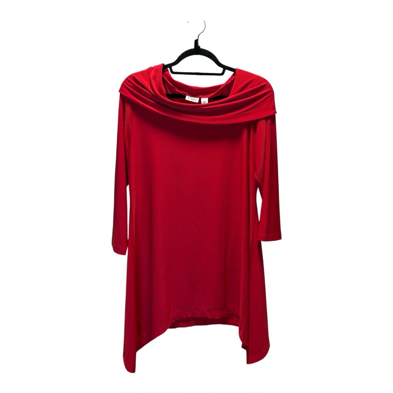 Cato Red Cowl-Neck Tunic with Draped Yoke