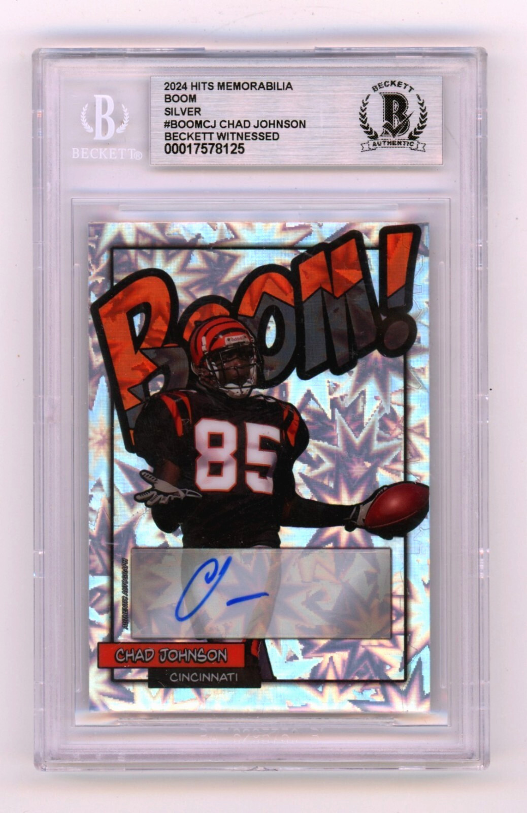 Chad Johnson 2024 Hits Memorabilia BOOM Silver Signed BGS BAS Auto Cincinnati