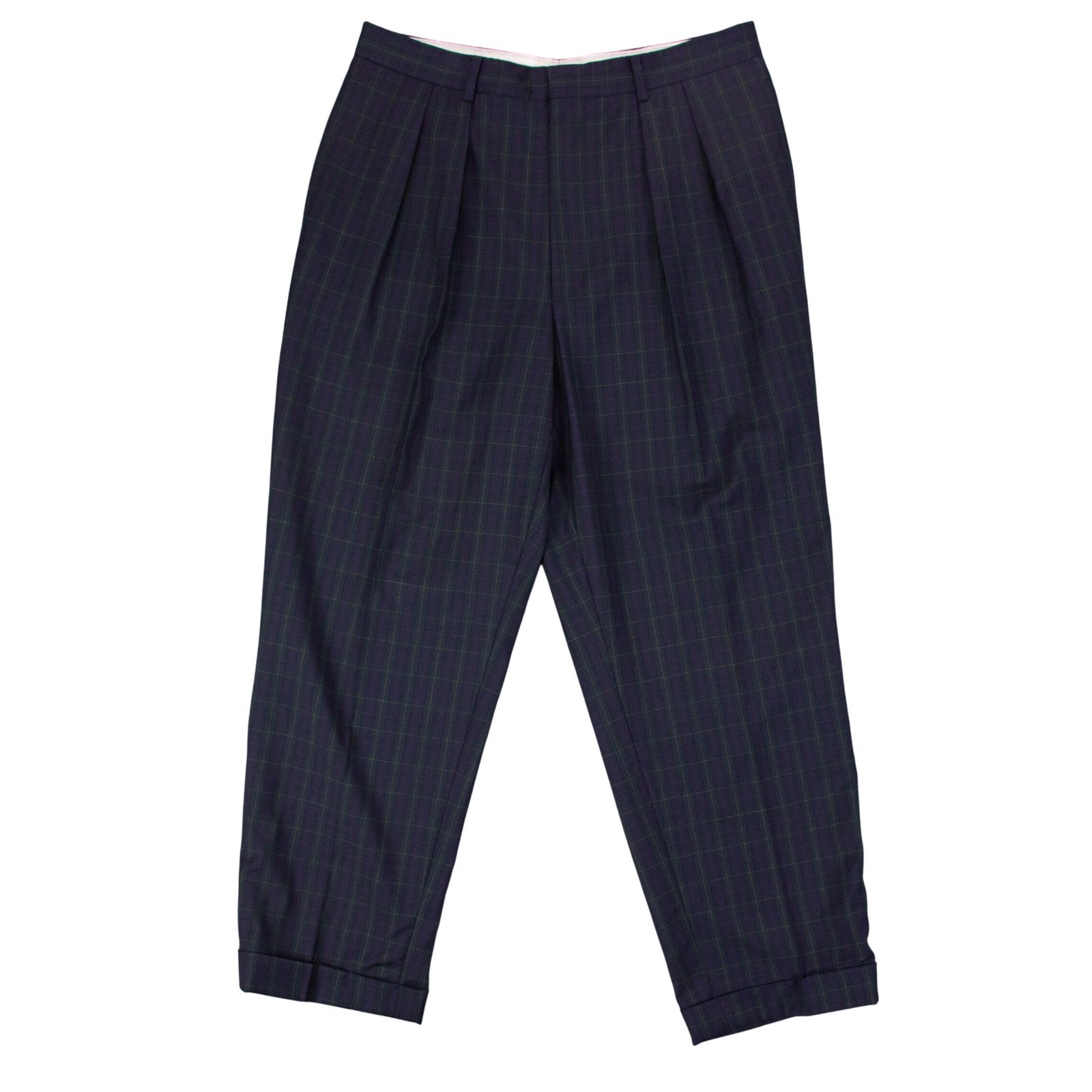 VTG Ben Silver Nick Hilton Mens 34x27.5 Green Blackwatch Plaid Wool Dress Pants