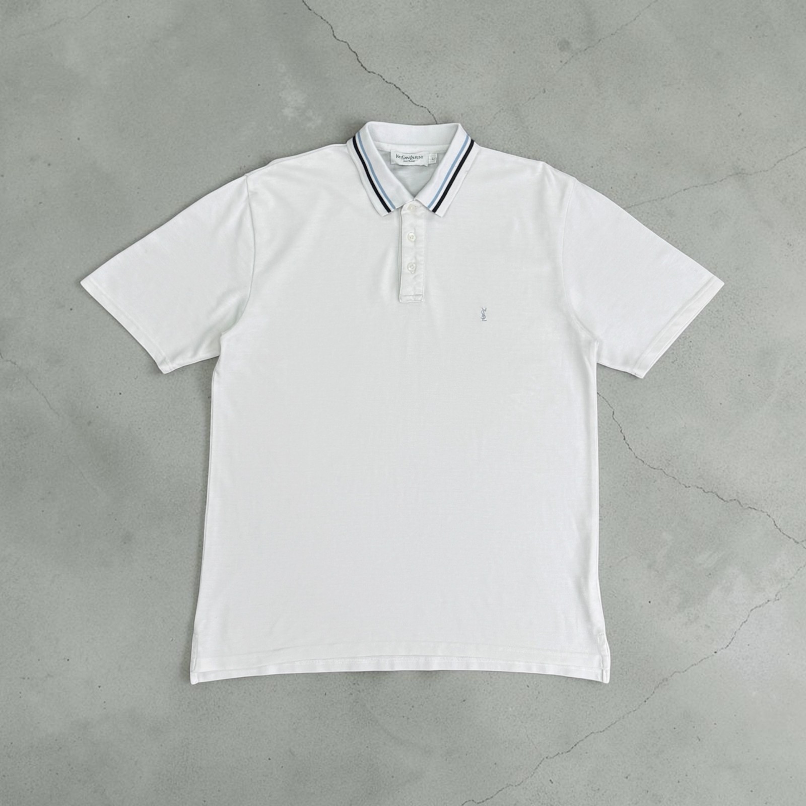 Vintage Yves Saint Laurent YSL Pour Homme Polo Shirt Men Size L White Logo Vintage Yves Saint Laurent YSL Pour Homme Polo Shirt Men Size L White Logo