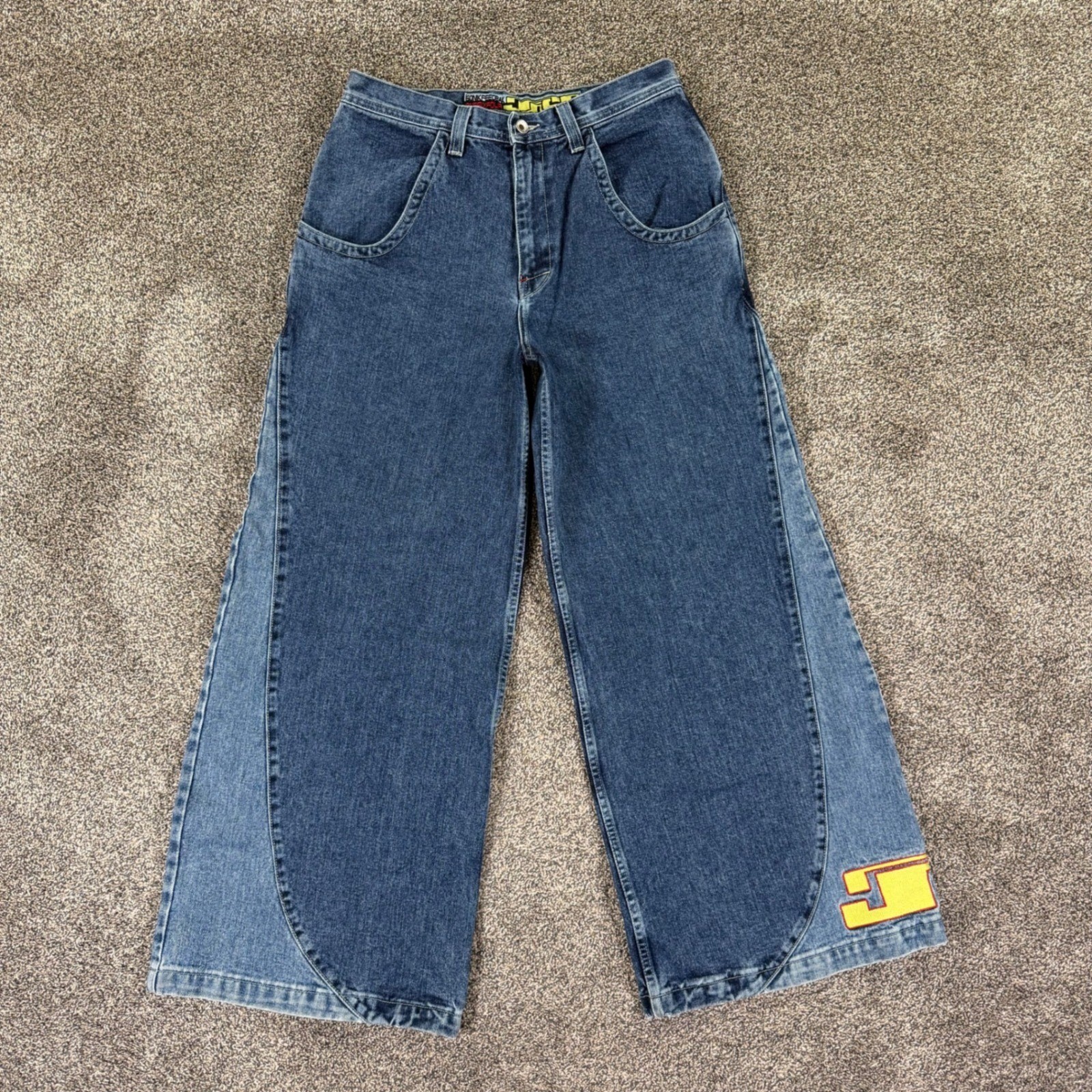 Vintage JNCO Sonik Feedbak Wide Leg Jeans Men 32x30 Two Tone Blue 90s Skater USA