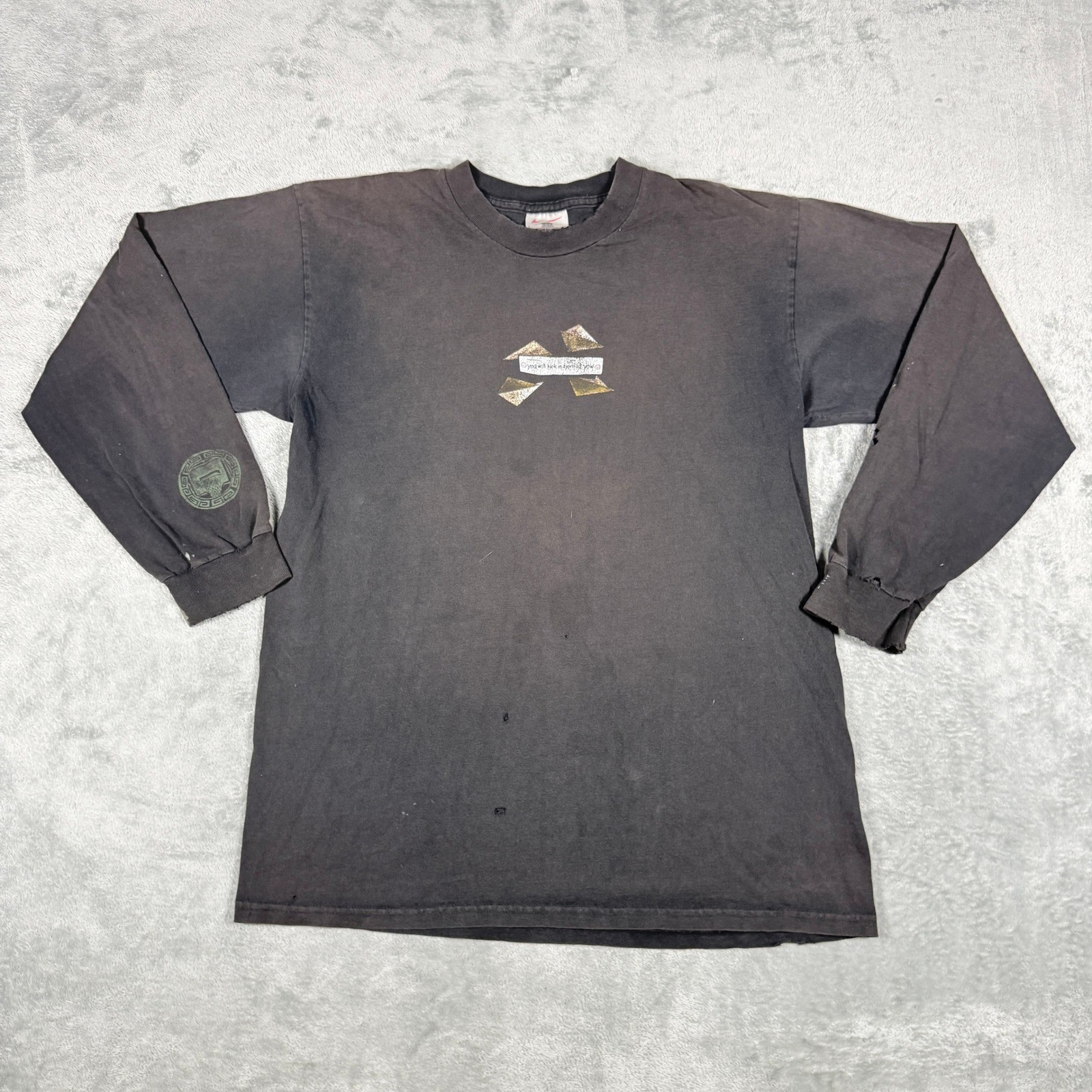 Vintage Nike Yao Ming Dragon NBA Long Sleeve Shirt Mens Medium Black Distressed