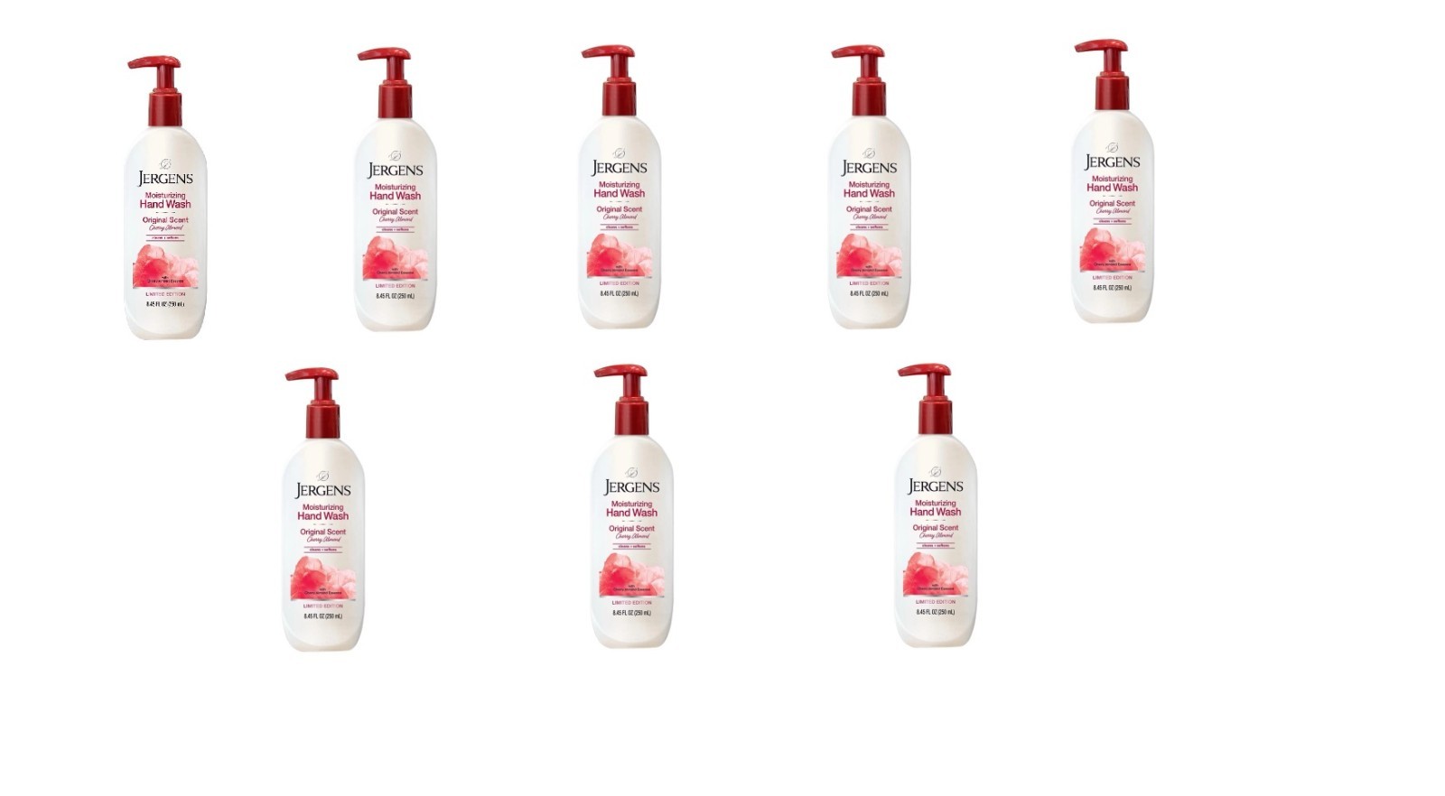 8 NEW JERGENS MOISTURIZING HAND WASH ORIGINAL SCENT CHERRY ALMOND 8.45 FL OZ