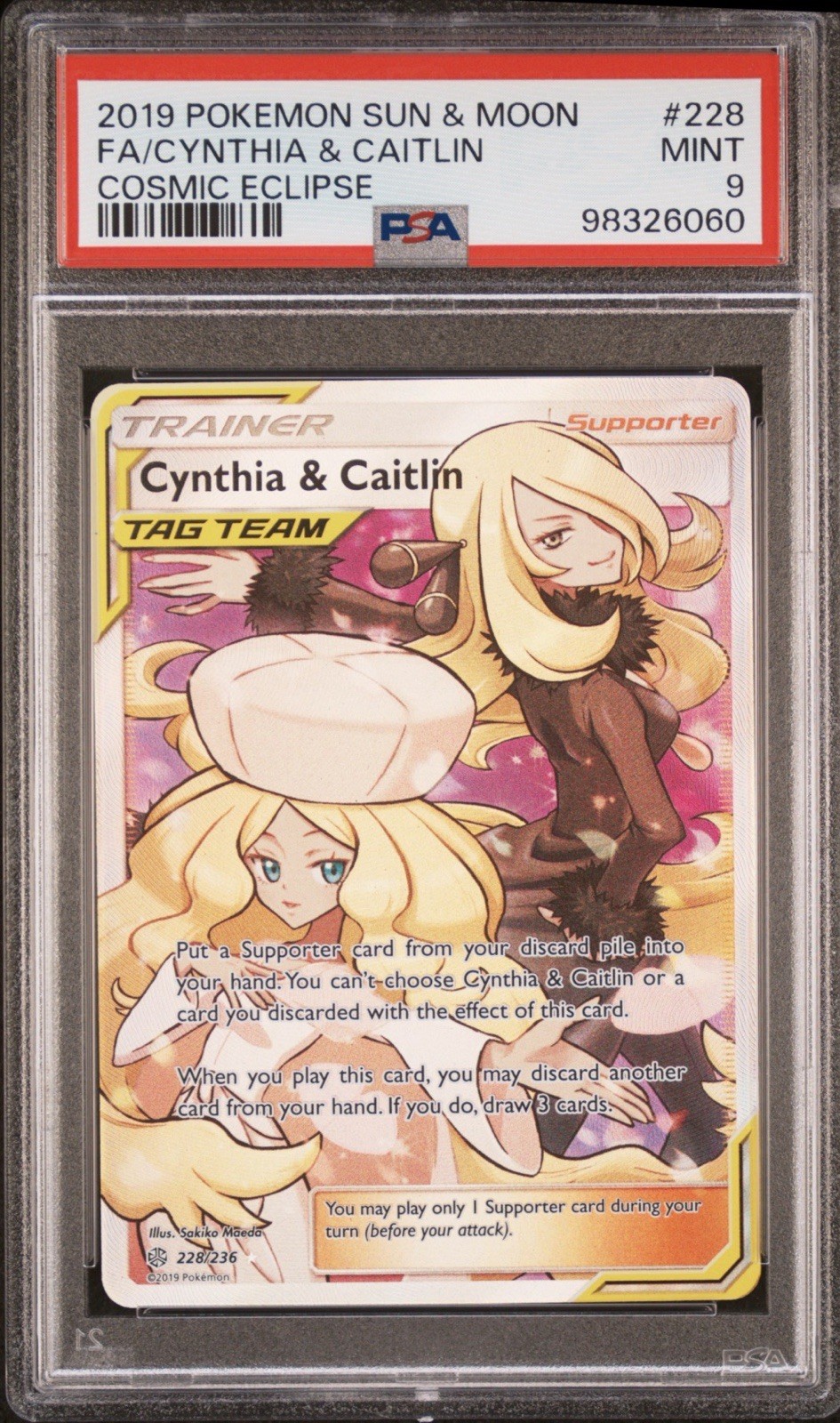 Pokemon PSA 9 Cynthia & Caitlin 228/236 Cosmic Eclipse Full Art Rare Mint Pokemon PSA 9 Cynthia & Caitlin 228/236 Cosmic Eclipse Full Art Rare Mint