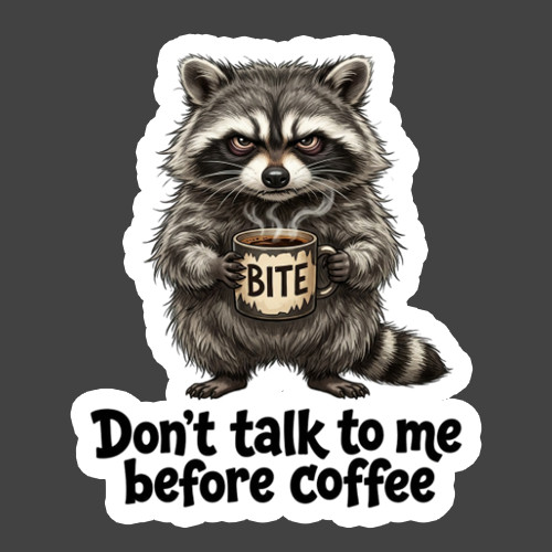 Raccoon Sticker Vinyl Decal Don\'t Talk To Me Before Coffee Funny Gift