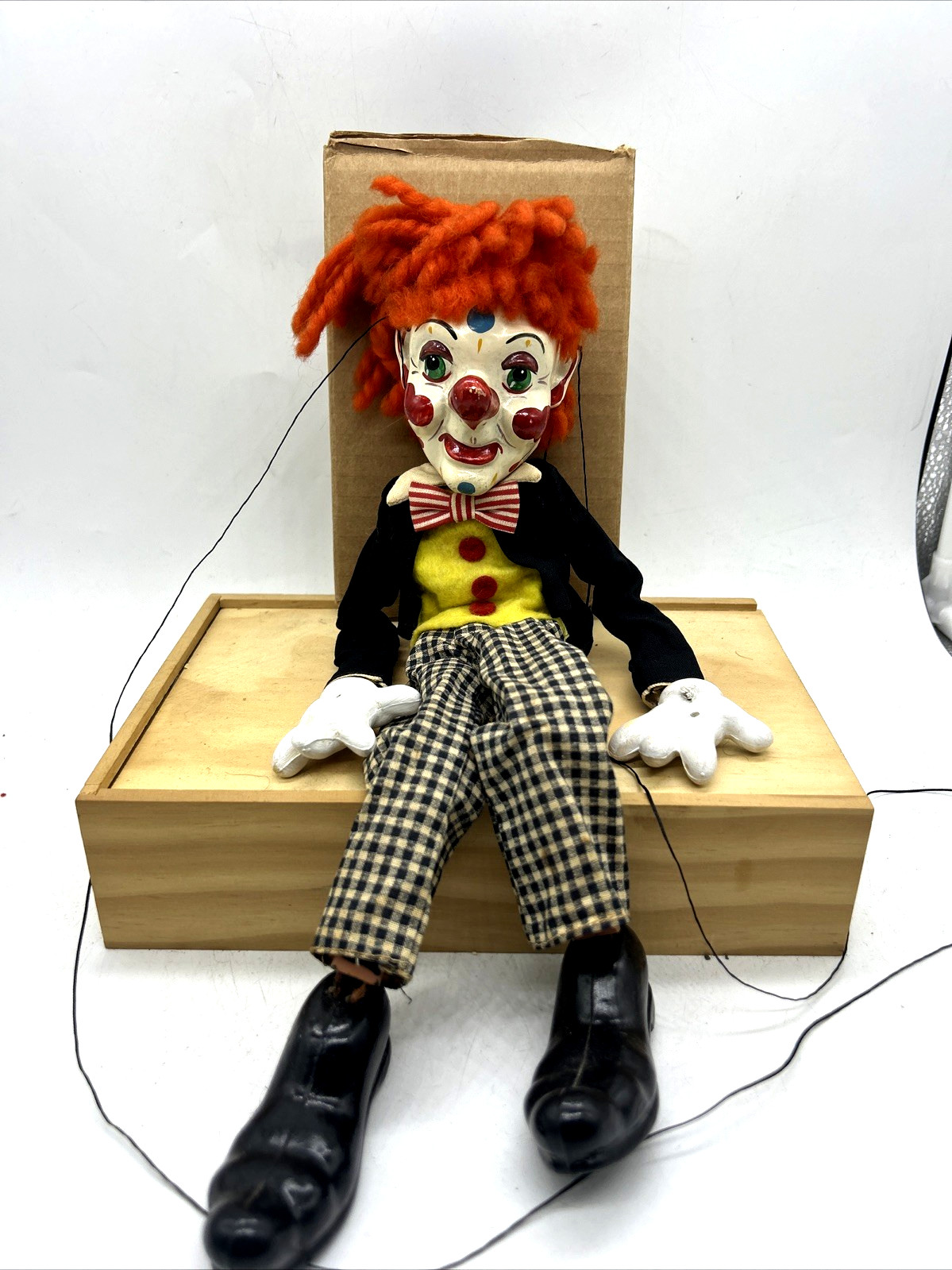 Vintage Pelham Puppets “Bimbo the Clown” Marionette – Made in England – Original