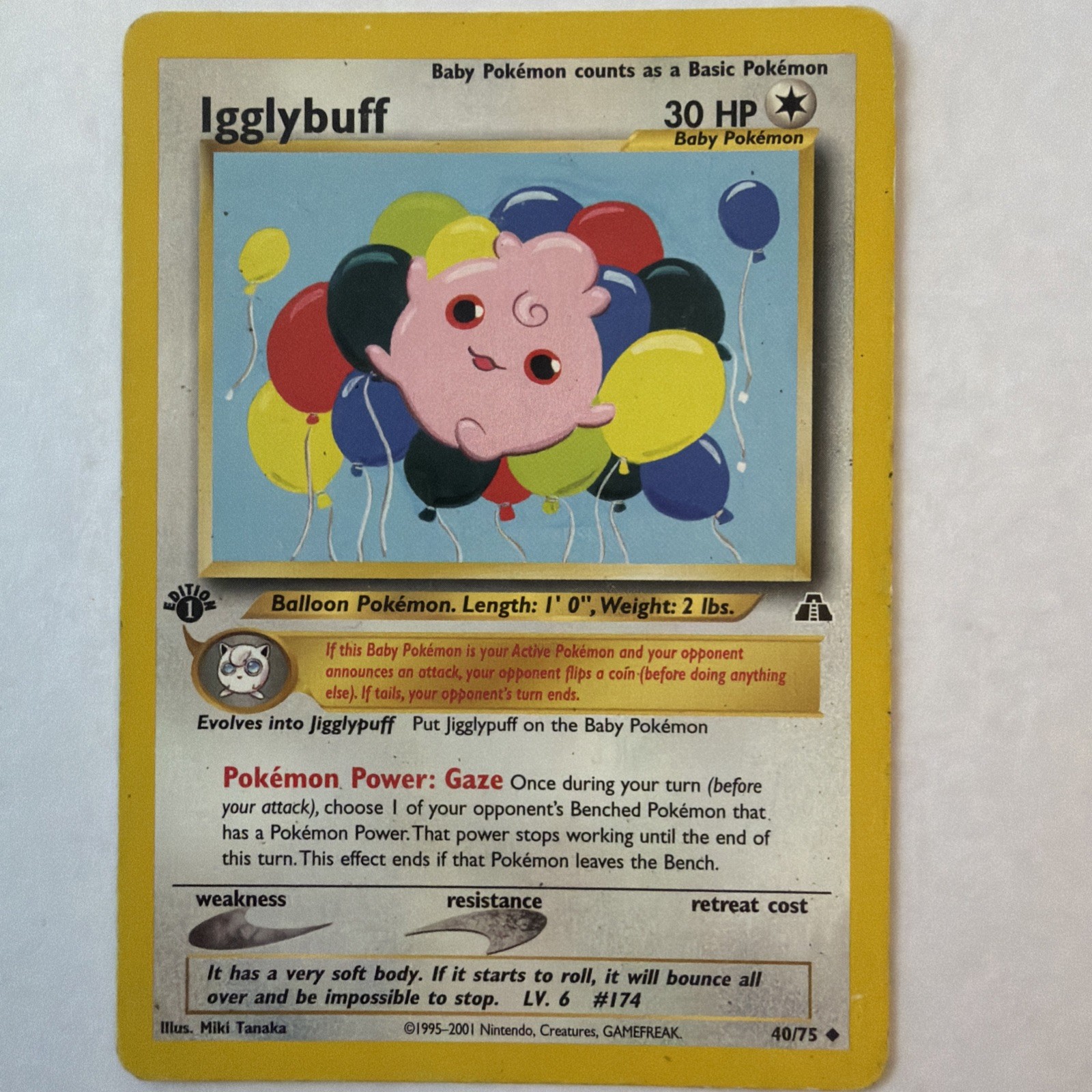 Pokémon Igglybuff Uncommon 1st Edition #40/75 Neo Discovery 2001 English NM Pokémon Igglybuff Uncommon 1st Edition #40/75 Neo Discovery 2001 English NM