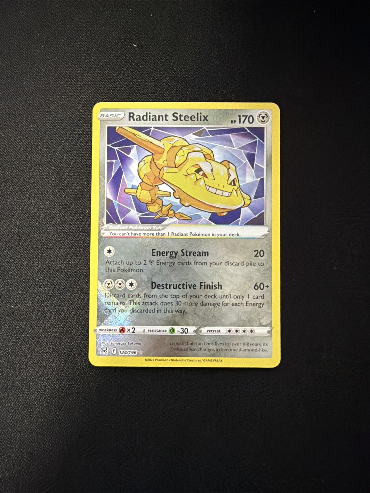 Radiant Steelix  Radiant Rare Lost Origin Pokemon Holo 124/196