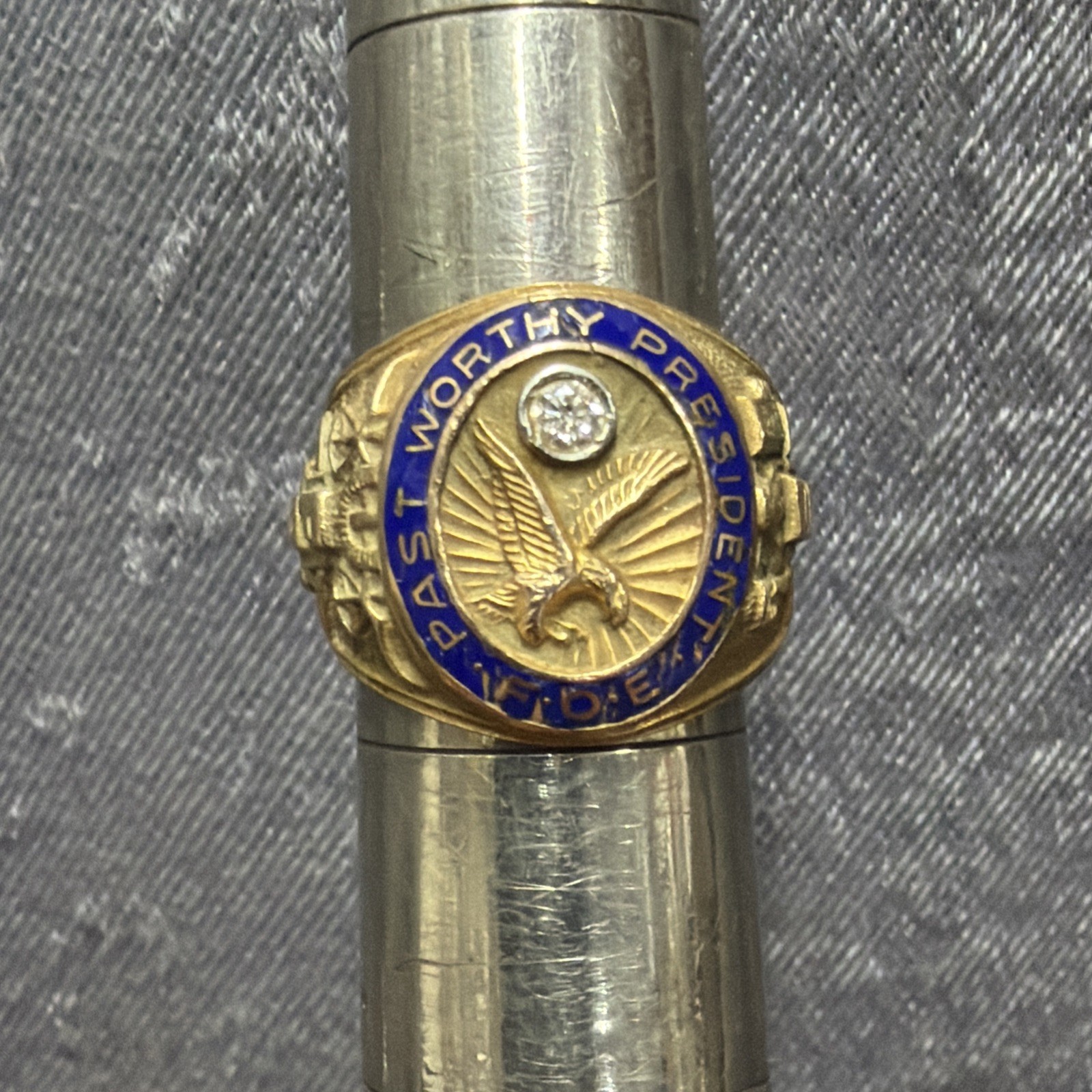 Vintage Rare FOE Past Worthy President Diamond 10K Gold Ring 12.1g Size 7.5