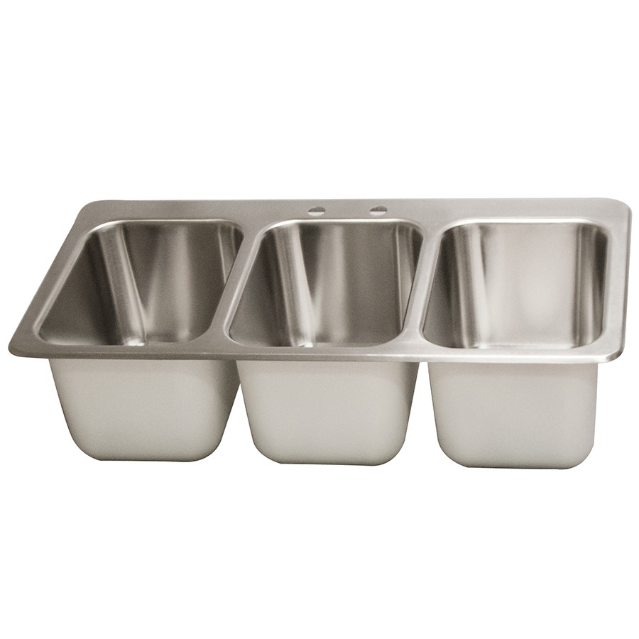 Bk Resources 10 in x 14 in x 10 in Three Compartment DropIn Sink