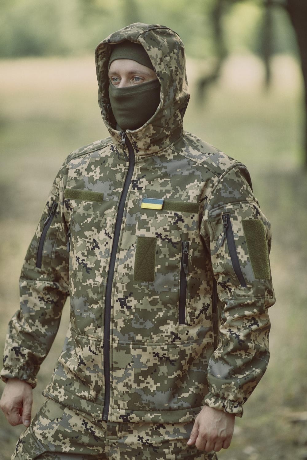 Ukrainian Military Softshell Jacket – Pixel Camo – Tactical Waterproof S-3XL
