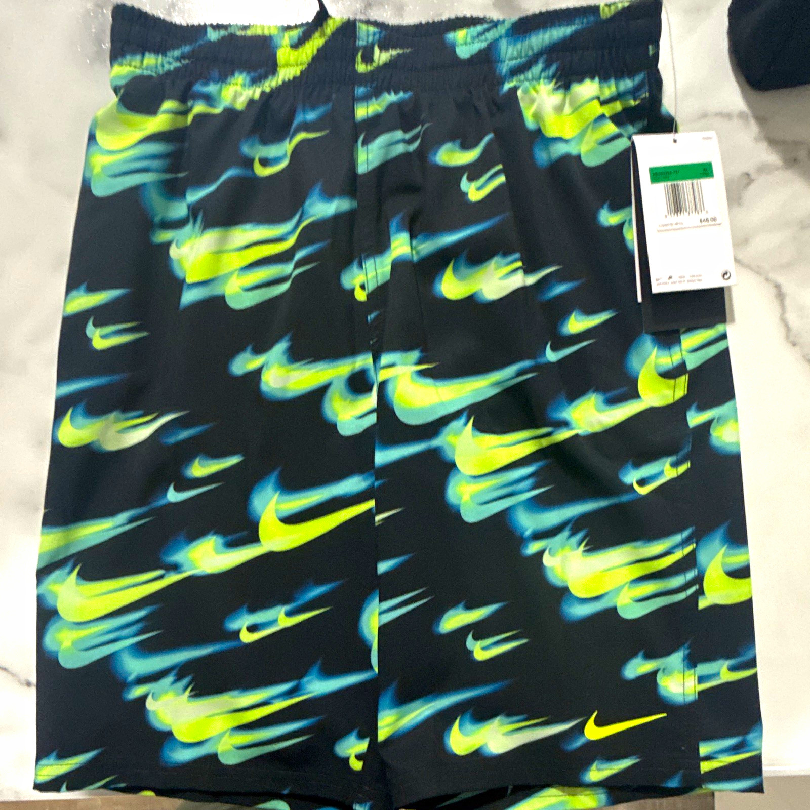 Nike Swim Men\'s Trunks XL Black/Green/Blue Logo Print MPN NESSG812-737