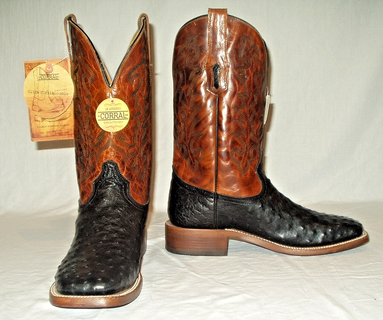 *New* Corral Exotic Full Quill Ostrich Cowboy Western Boots Mens Size 10EE Black