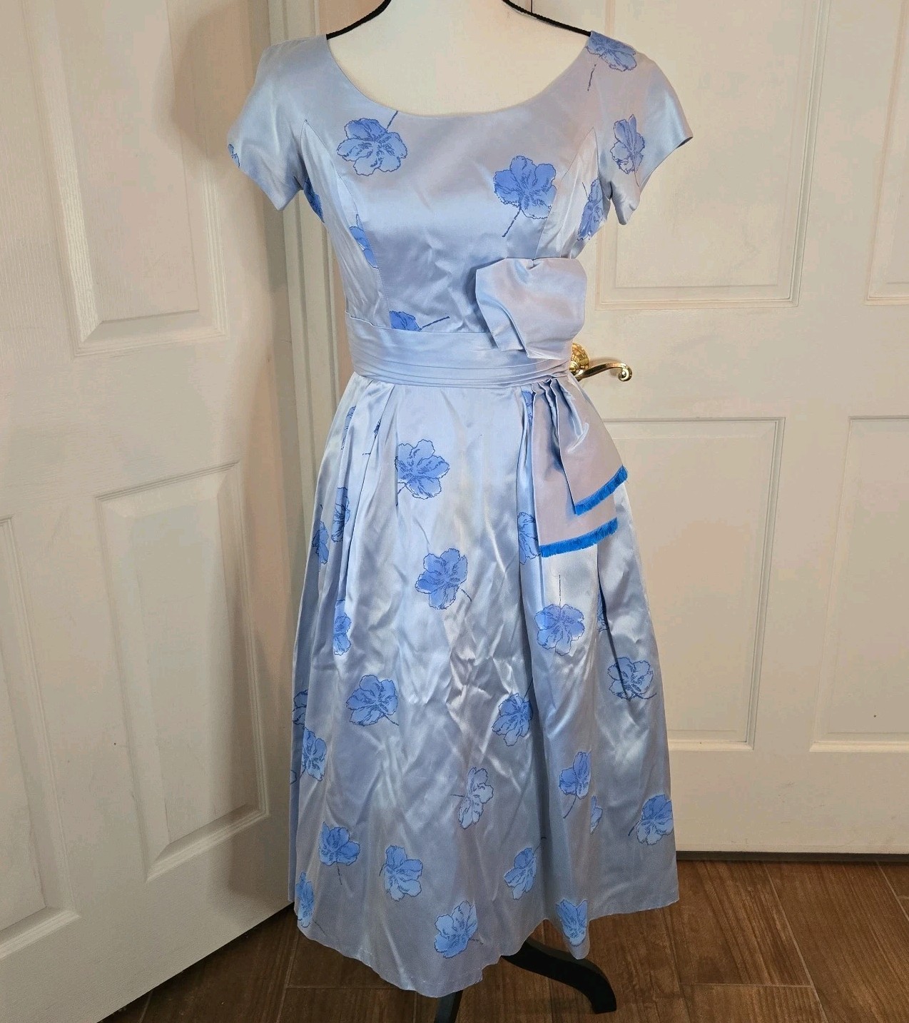 50\'s 60\'s Lorrie Deb Blue Formal Midi Dress Bow Party Prom Classic Size 11 50\'s 60\'s Lorrie Deb Blue Formal Midi Dress Bow Party Prom Classic Size 11