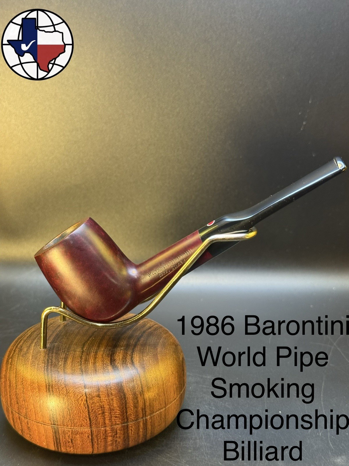 Vintage 1986 Barontini Workd Smoking Pipe Championship Billiard Tobacco Pipe