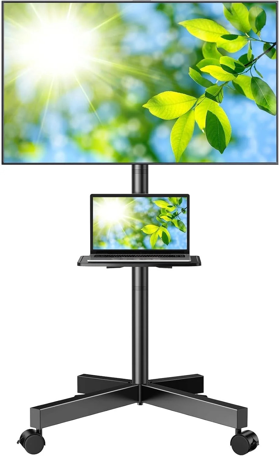 PERLESMITH Rolling TV Stand, Mobile TV Stand for 23-60 Inch LCD LED TVs, Tilt TV