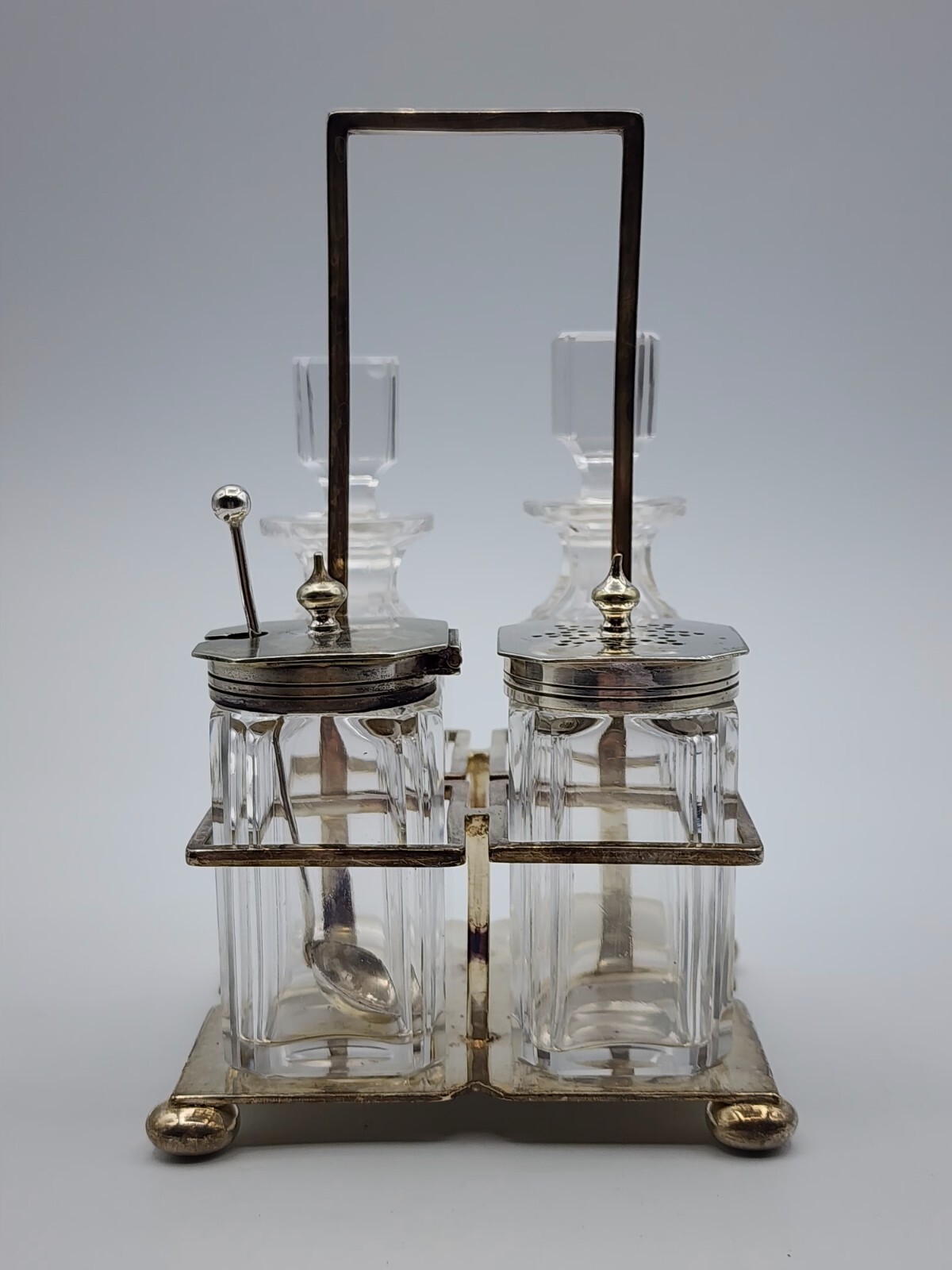 William Hutton & Sons Condiment Castor Caddy Set Oil Vinegar Salt Mustard READ