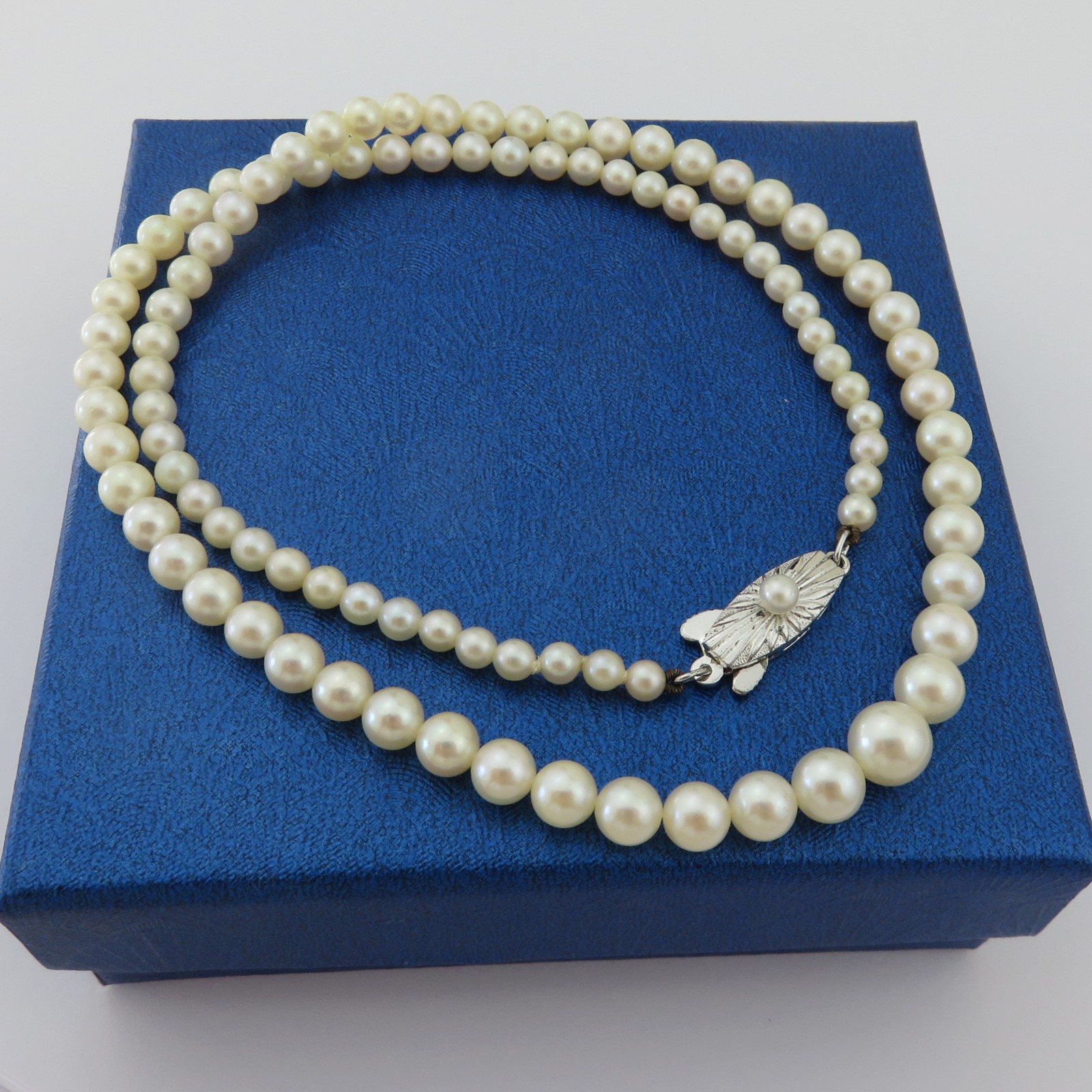 Mikimoto Akoya Pearl Strand Necklace Graduated 3.5-7mm Silver 45.5cm 18\