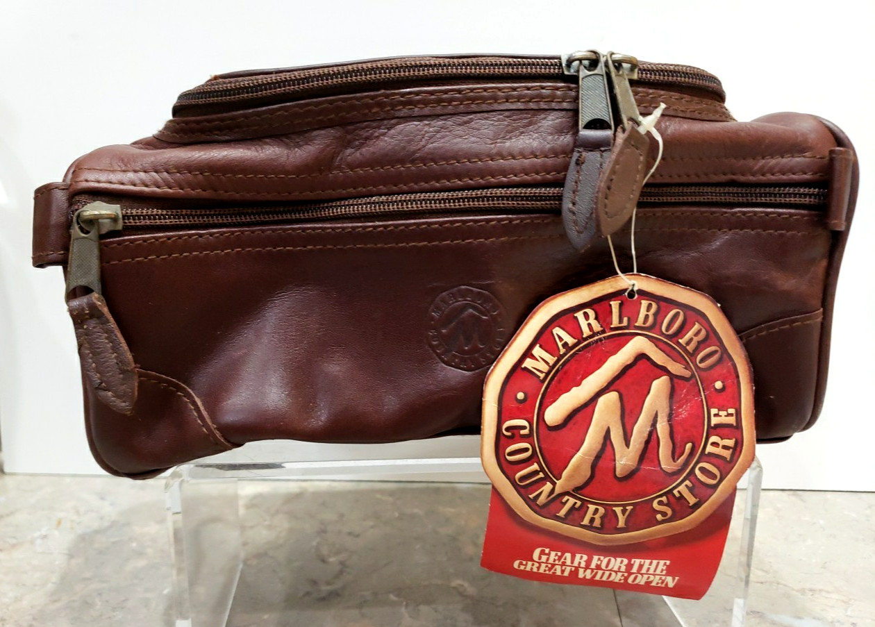 Vtg 1990s Marlboro Country Store Leather Toiletry Bag Brown 11 X 6 X 5 NOSWT Vtg 1990s Marlboro Country Store Leather Toiletry Bag Brown 11 X 6 X 5 NOSWT