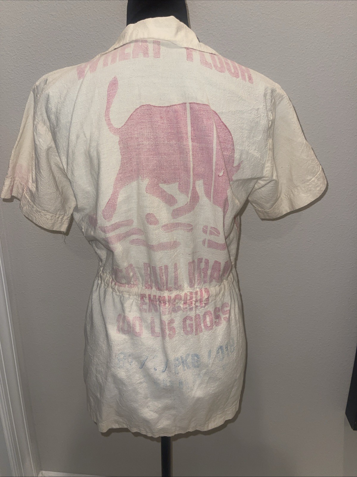 Vintage 50s 60s Flour Feed Sack  Shirt Jacket Womens Small Handmade
