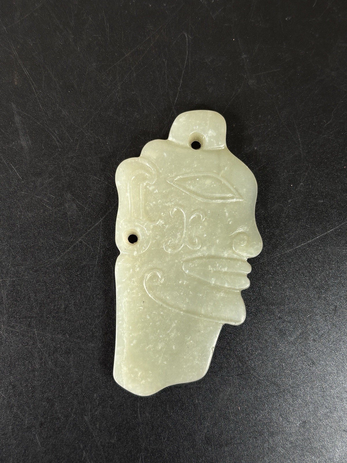 Antique Chinese carving jad human face pendant Shijiahe 石家河玉人面吊坠