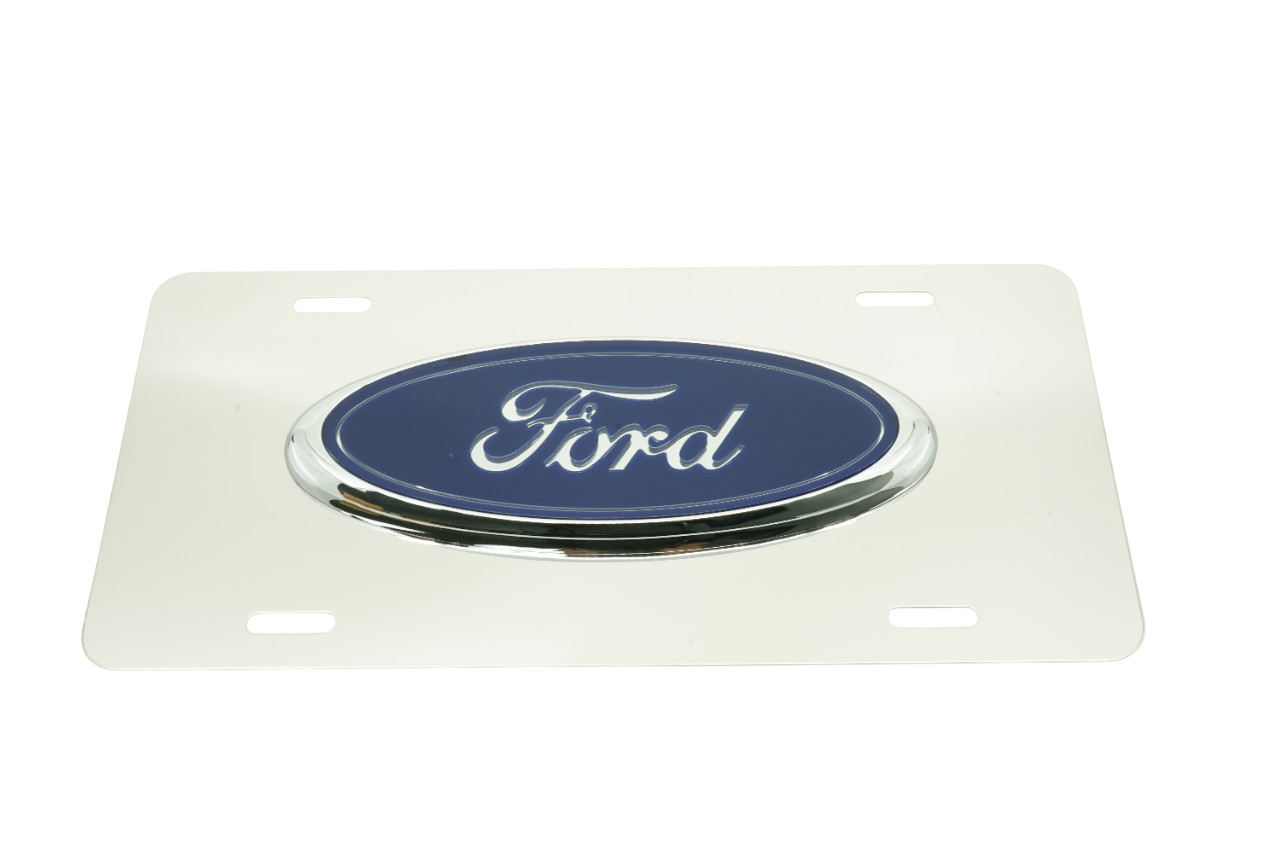 Ford 3D Logo Chrome Stainless Steel Metal License Plate Sign Tag