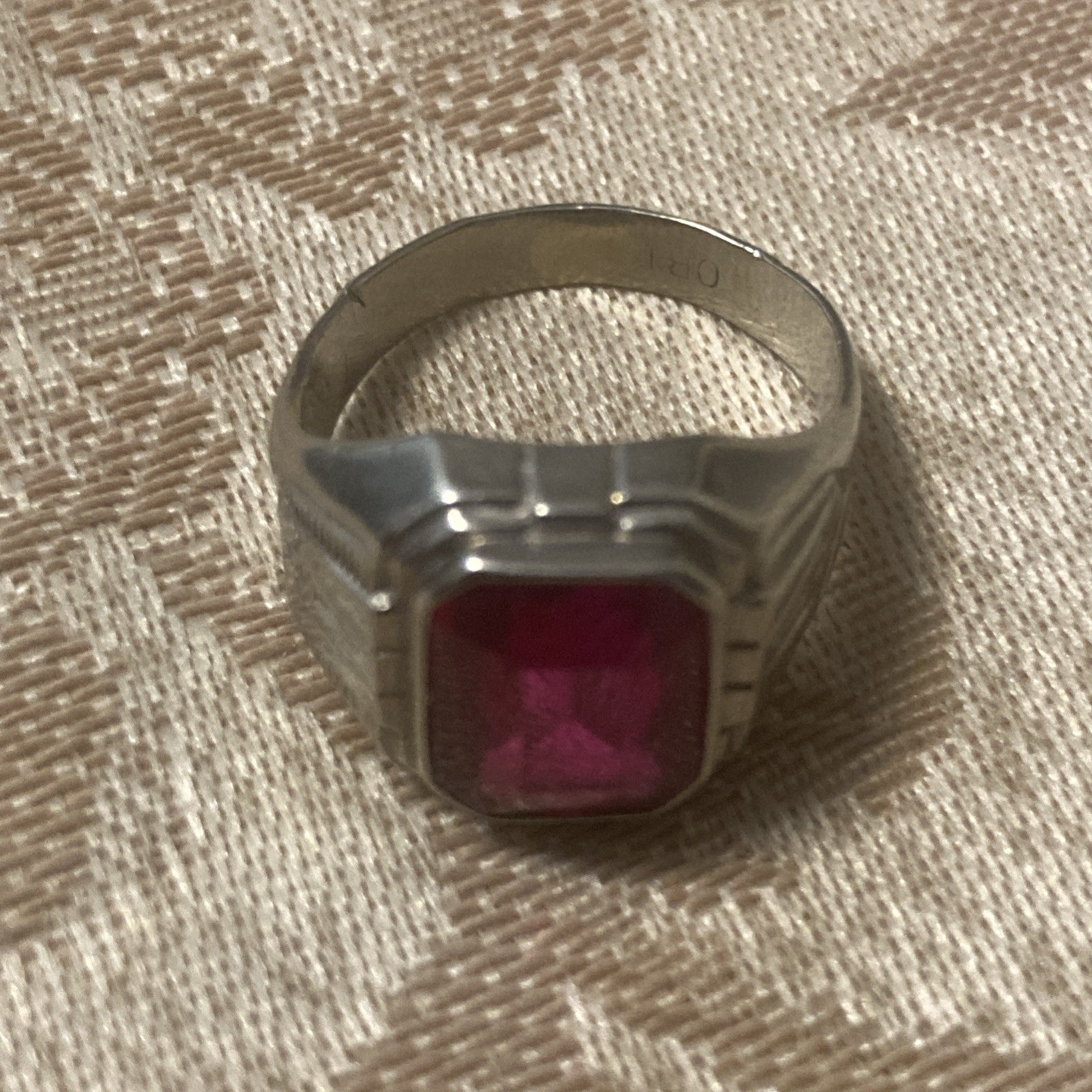 Antique Art Deco Ostby & Barton 10K White Gold Ruby Ring OB Marking sz 6 3.8