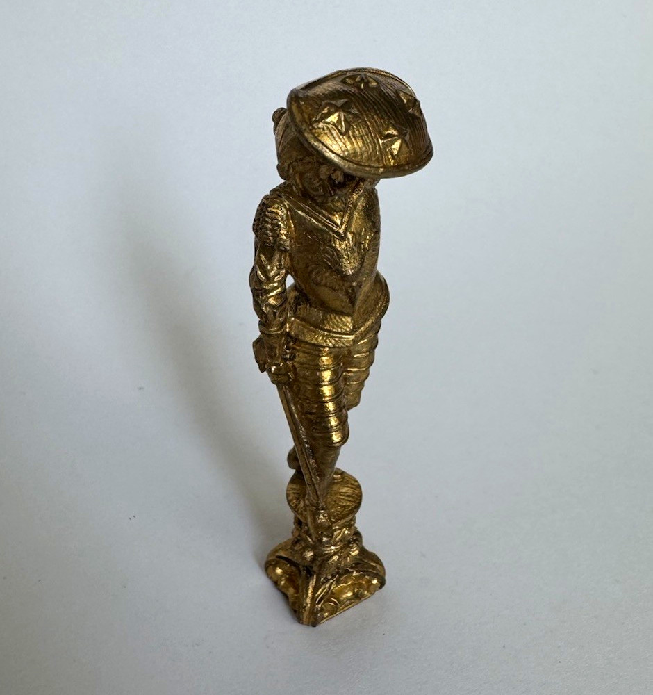 Antique 19th C. Continental Gilt Bronze Soldier Desk Wax Seal Heraldic Crest Antique 19th C. Continental Gilt Bronze Soldier Desk Wax Seal Heraldic Crest