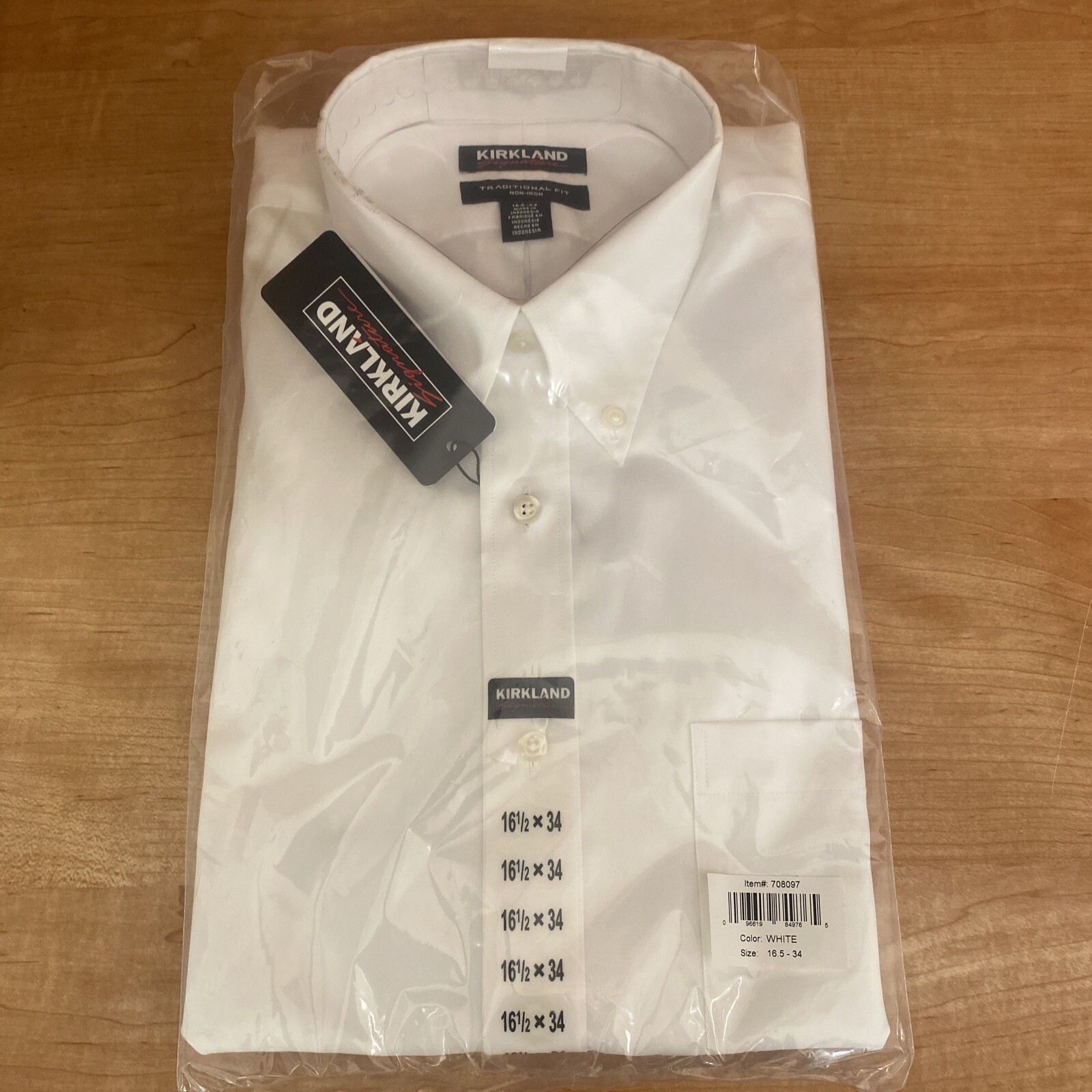 Kirkland Signature Men\'s Traditional Fit Dress Shirt 16.5 X 34