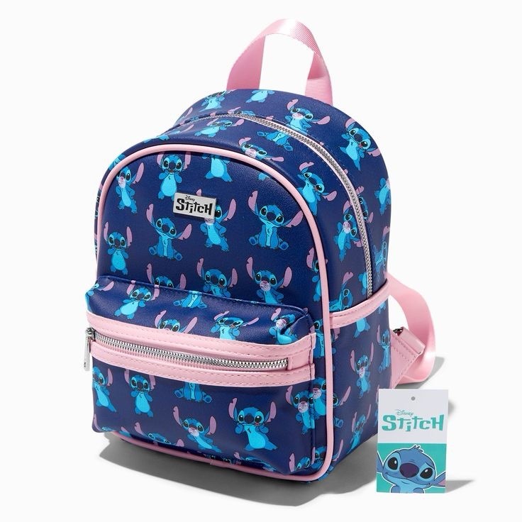 Disney Stitch Backpack Blue Pink NEW Claire\'s Small Bag 11x10x4 RARE Exclusive