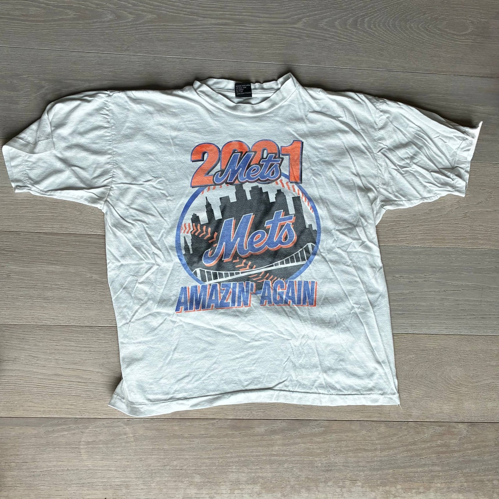 Vintage 2001 New York Mets Amazin\' Again Mike Piazza #31 T-Shirt Mens XL