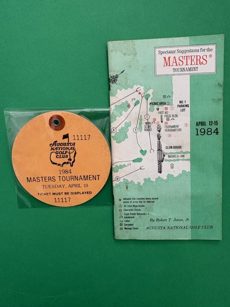 1984 Masters Spectator Guide & April 10 1984 Ticket Ben Crenshaw 1st Masters Win