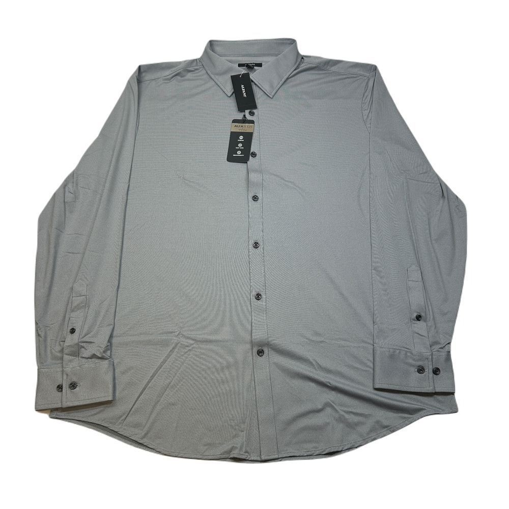 Alfani Alfatech Performance Shirt Mens XL Grey White Yarn-Dyed Long Sleeve $60 Alfani Alfatech Performance Shirt Mens XL Grey White Yarn-Dyed Long Sleeve $60