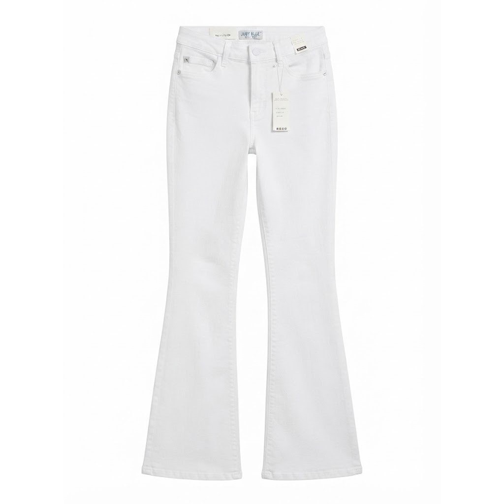 NEW Judy Blue White Mid Rise Flare Jeans Style Size 7/28 Wide Leg