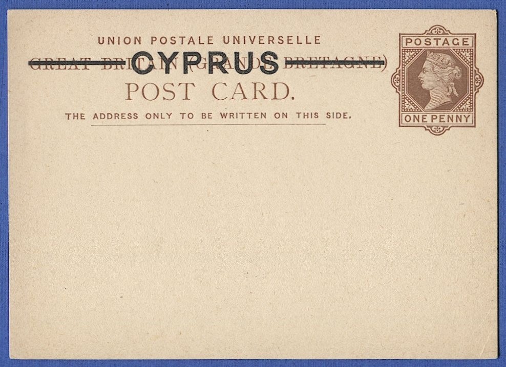 CYPRUS  1880 H&G #2 Mint 1d QV postal card - VF-XF