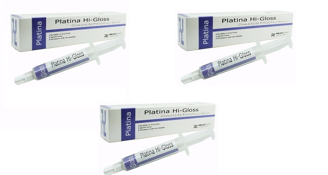 3 x Dental PLATINA HI GLOSS Composite Polishing Paste for restorations & veneers