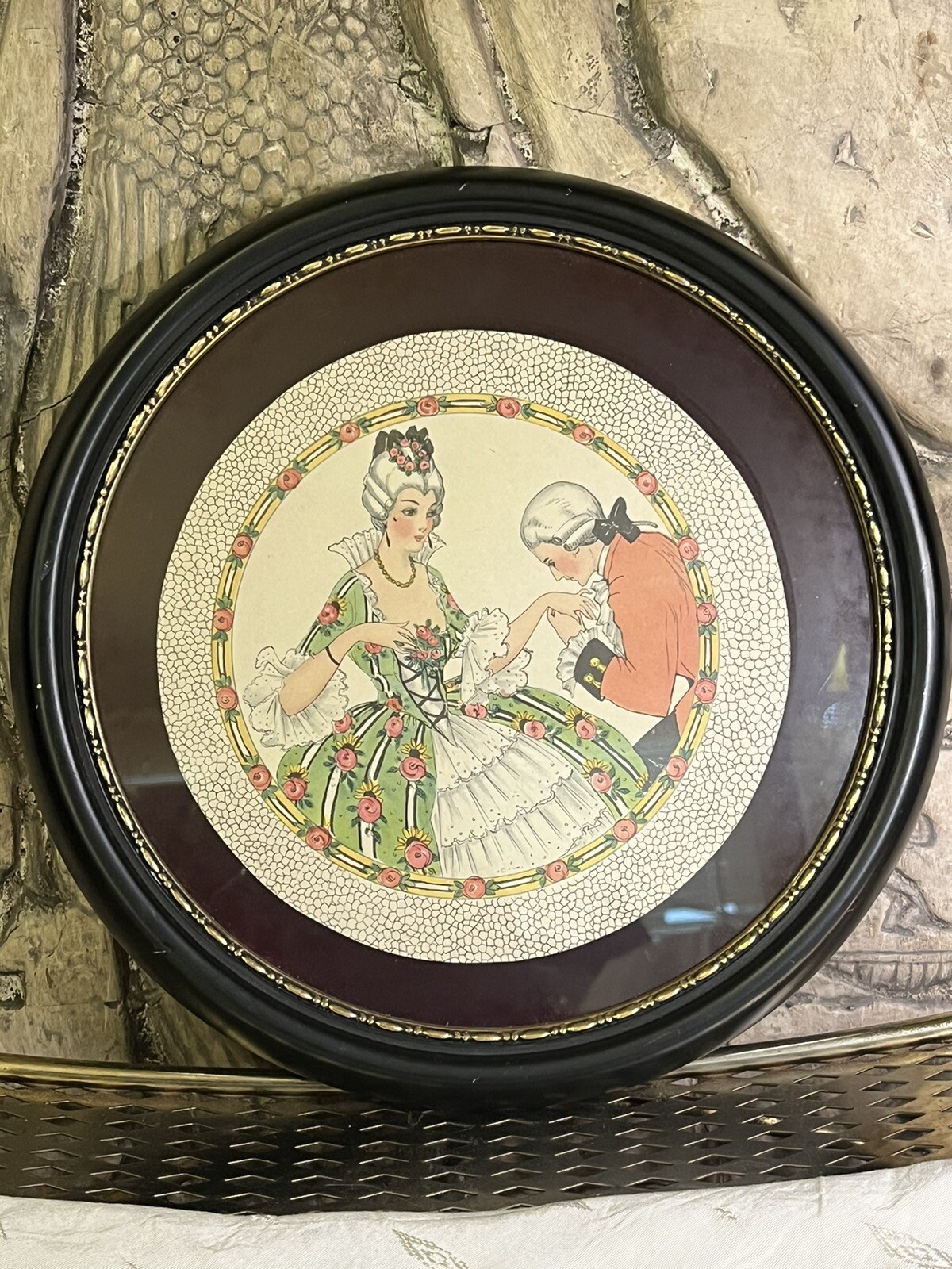 Antique 1900s Hat Box Label Professionally Framed In Vintage Frame Victorian
