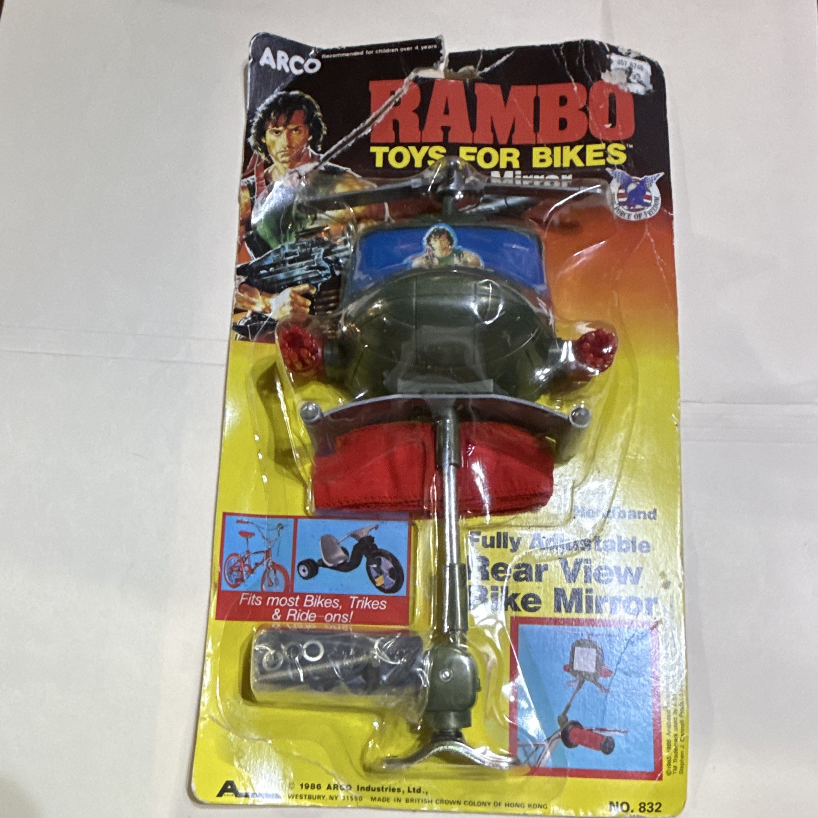 1986 ARCO Rambo Toys for Bikes Fully Adjustable Rear View Mirror  With Headband