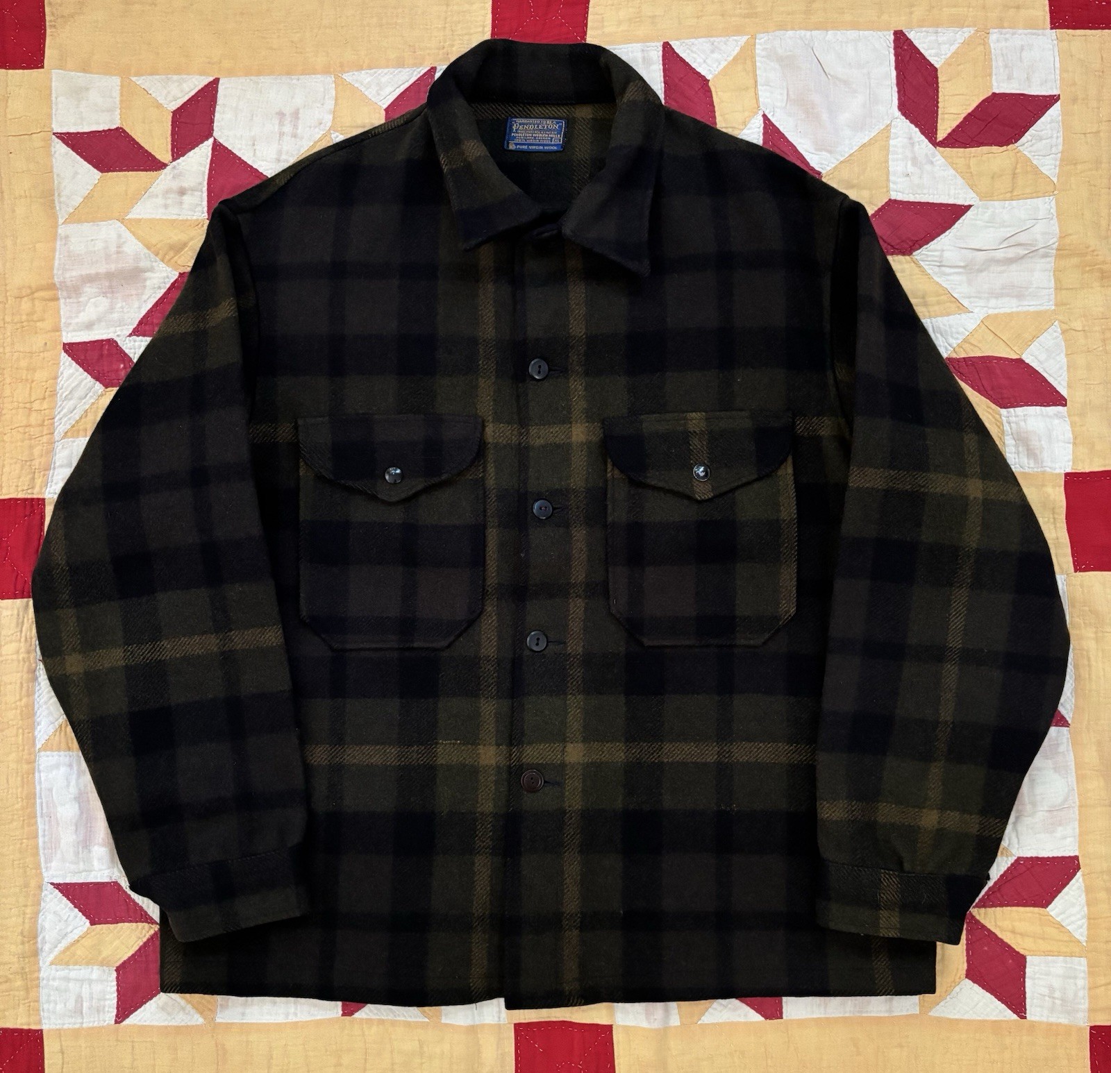 Vintage 50s 60s Pendleton Plaid Wool Jacket Size XL Logger Cruiser True Vintage