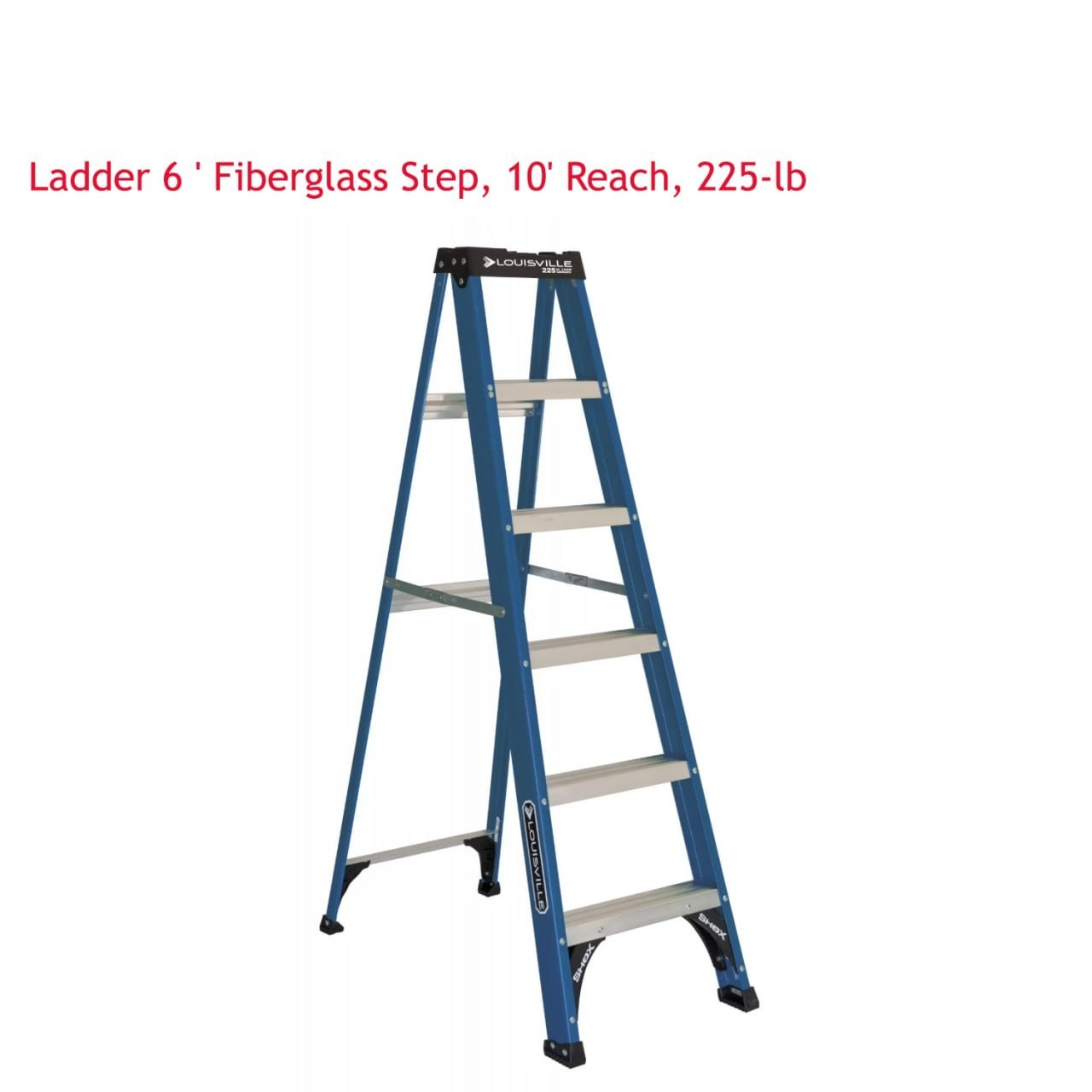 Louisville Ladder 6 \' Fiberglass Step, 10\' Reach, 225-lb, Load Capacity