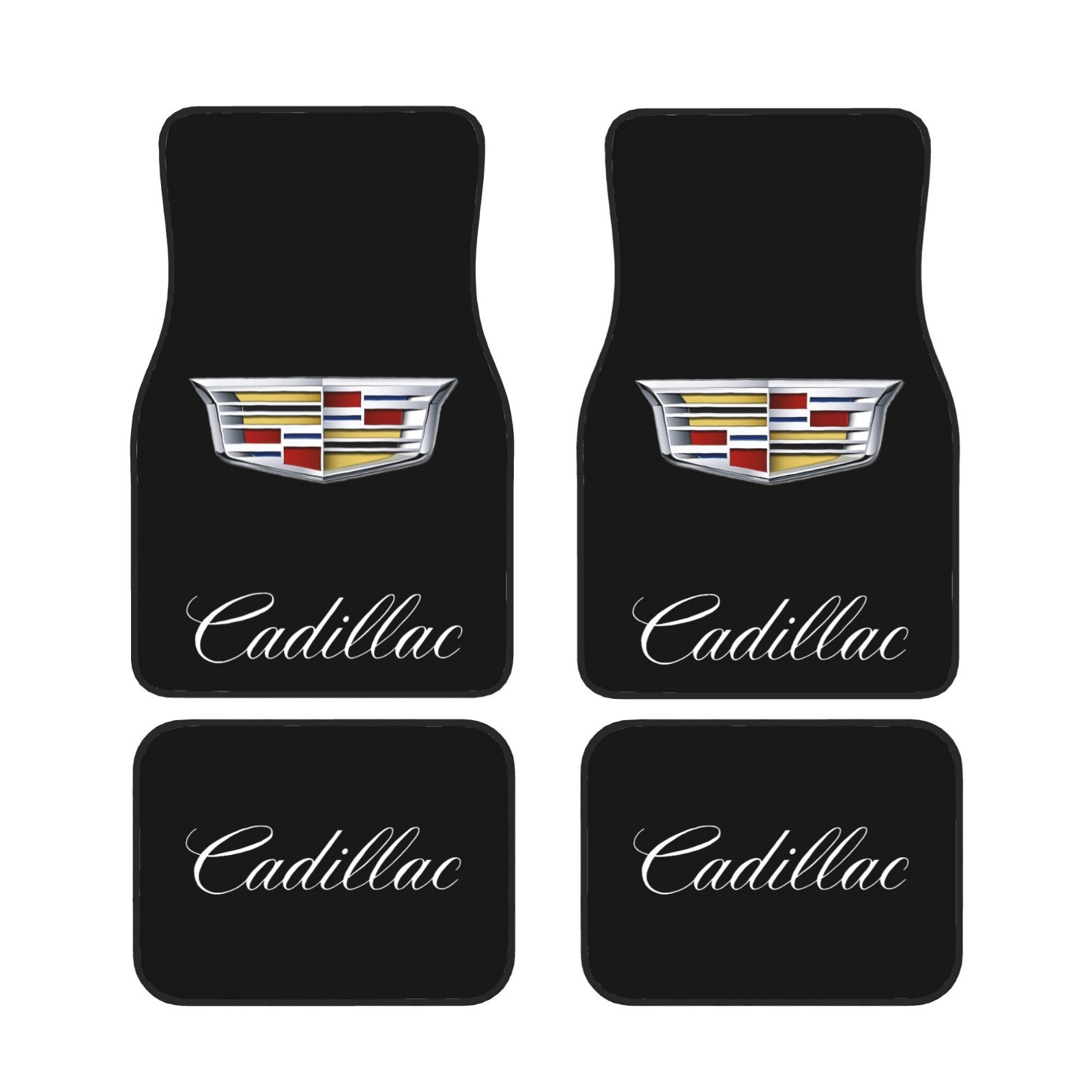 4 Piece Cadillac Car Front & Rear Floor Mat Set Non-Slip Carpet Mats