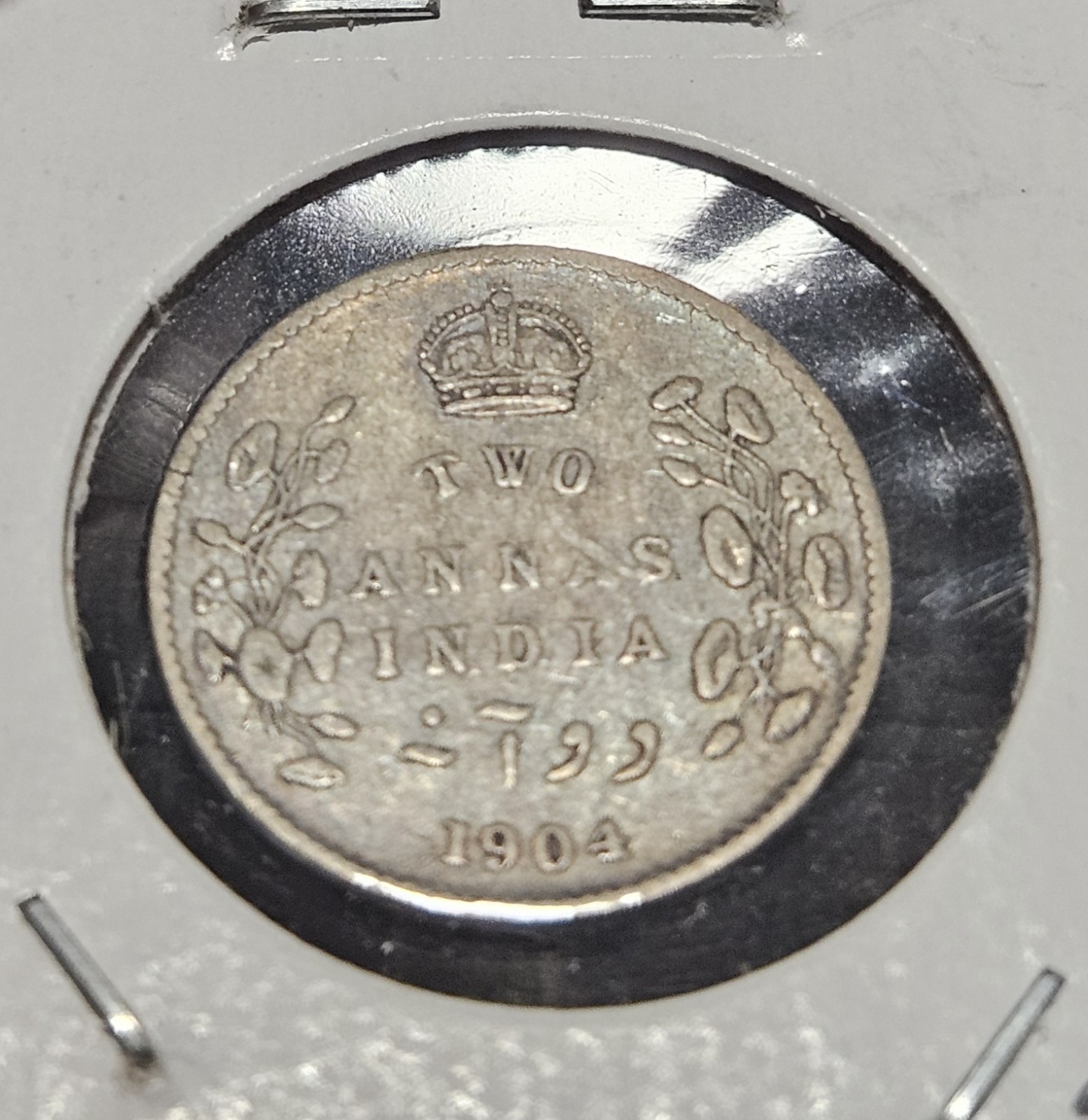 1904 India British 2 Annas Silver Coin Toned 1904 India British 2 Annas Silver Coin Toned
