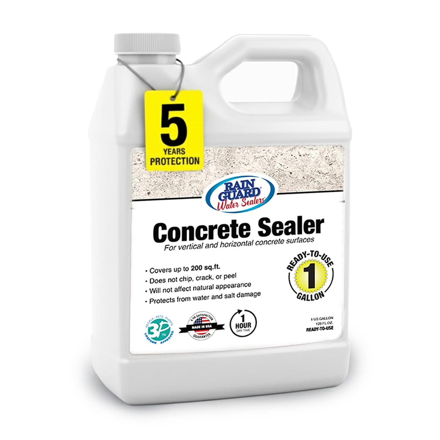 Rain Guard Concrete Sealer 1 Gallon | Ready to Use | Natural Finish | Deep Penet