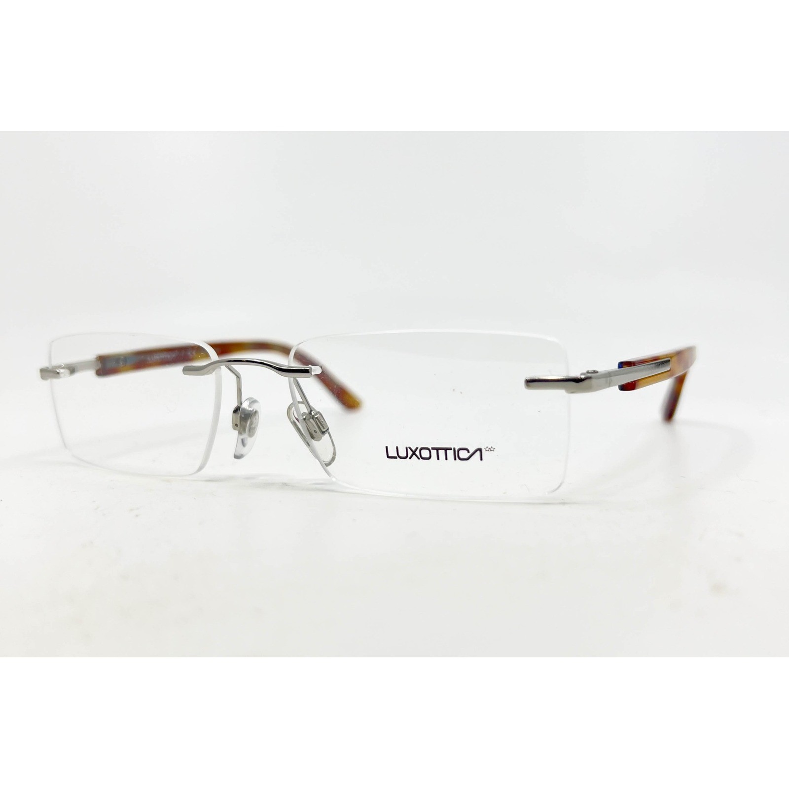 Luxottica LU 1380 0030 Rimless Eyeglasses Silver Tortoise 52-17-140 Frame Italy